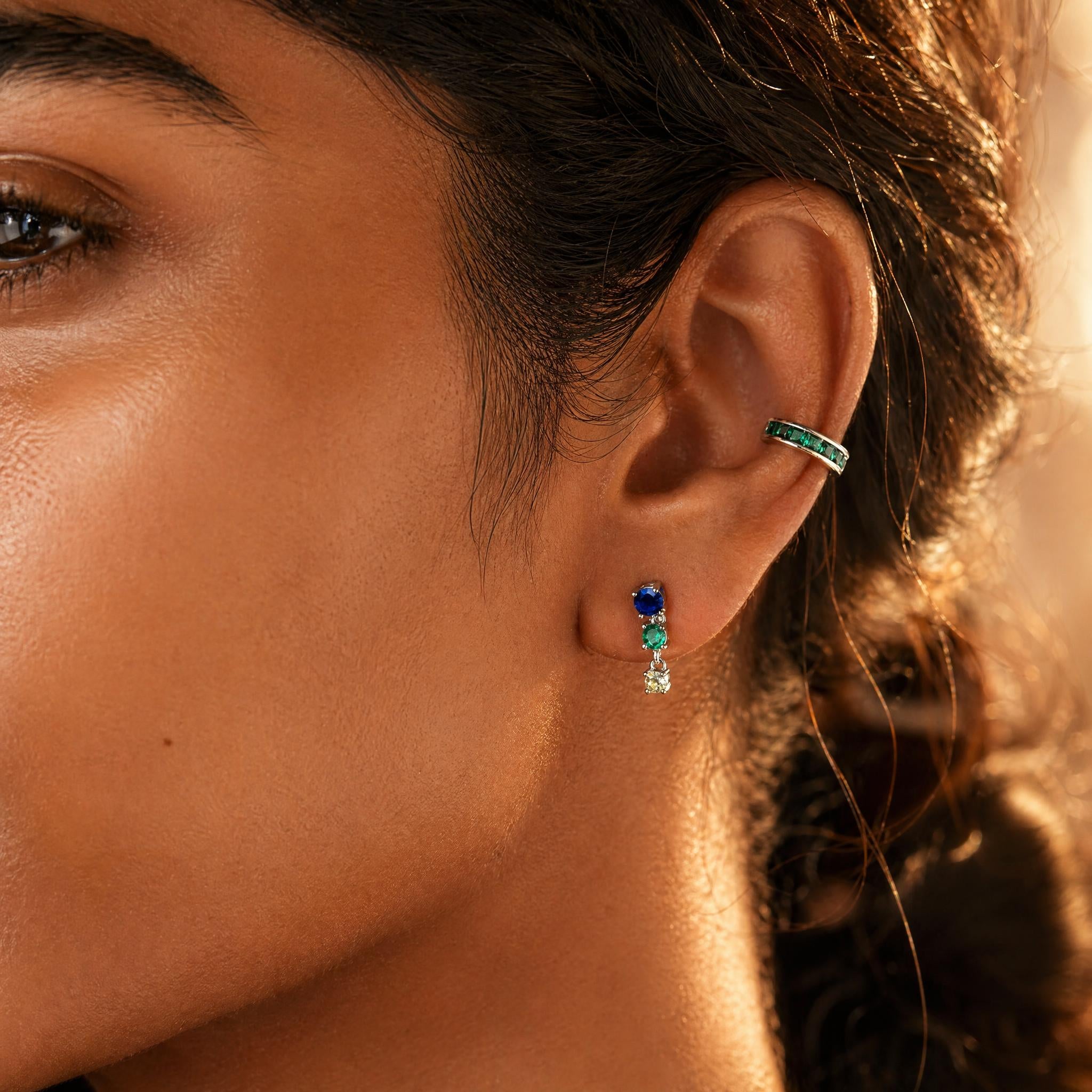 Rainbow Multi Gemstone Asymmetric Earrings