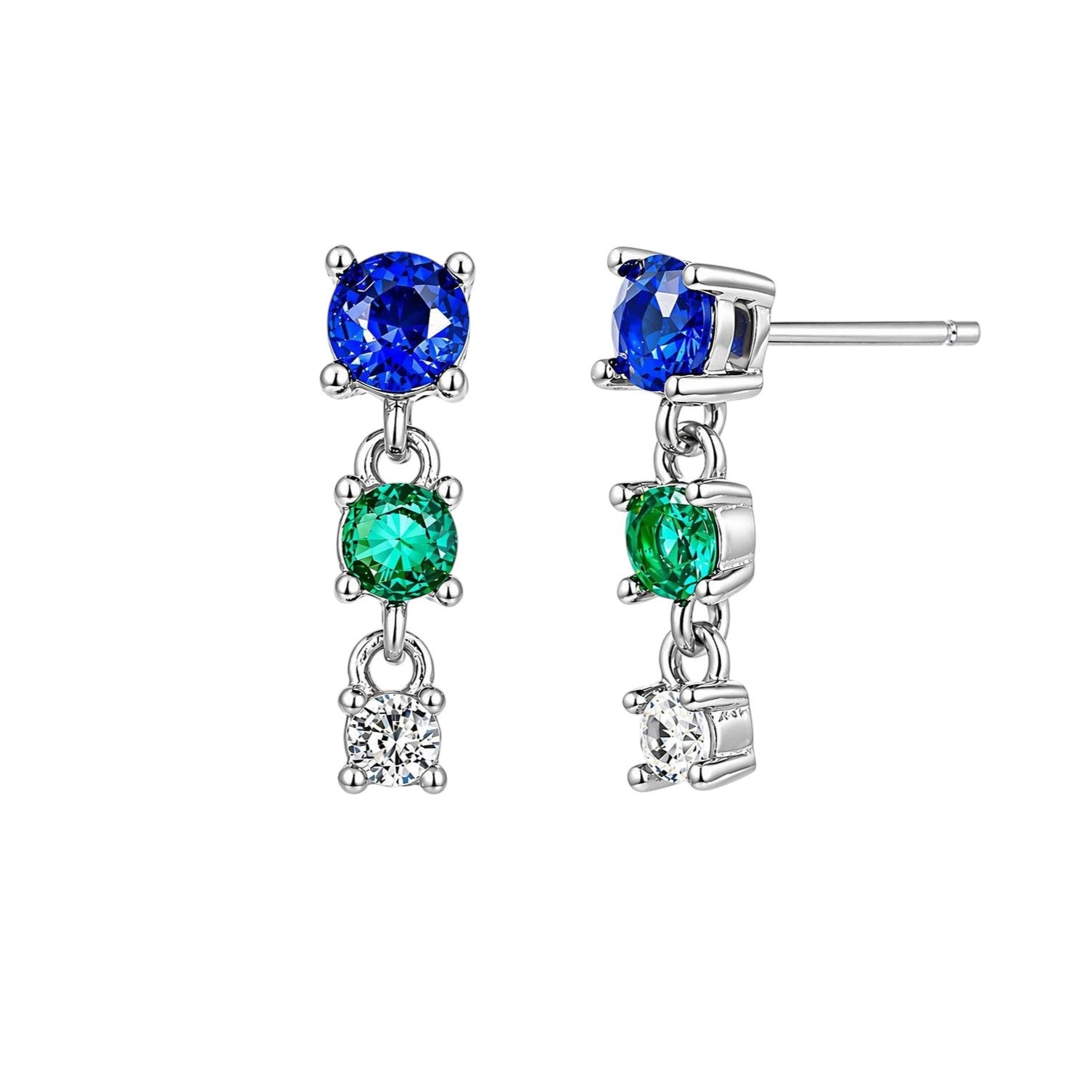 Short Multi Gemstone Drop Earrings