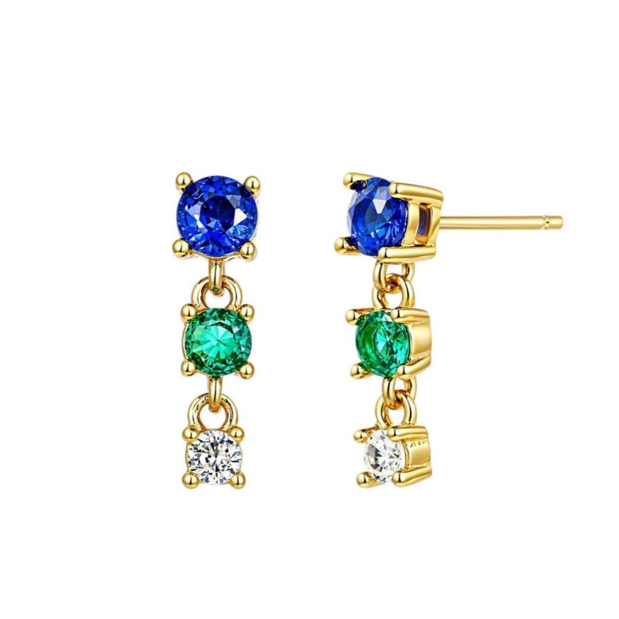 Short Multi Gemstone Drop Earrings