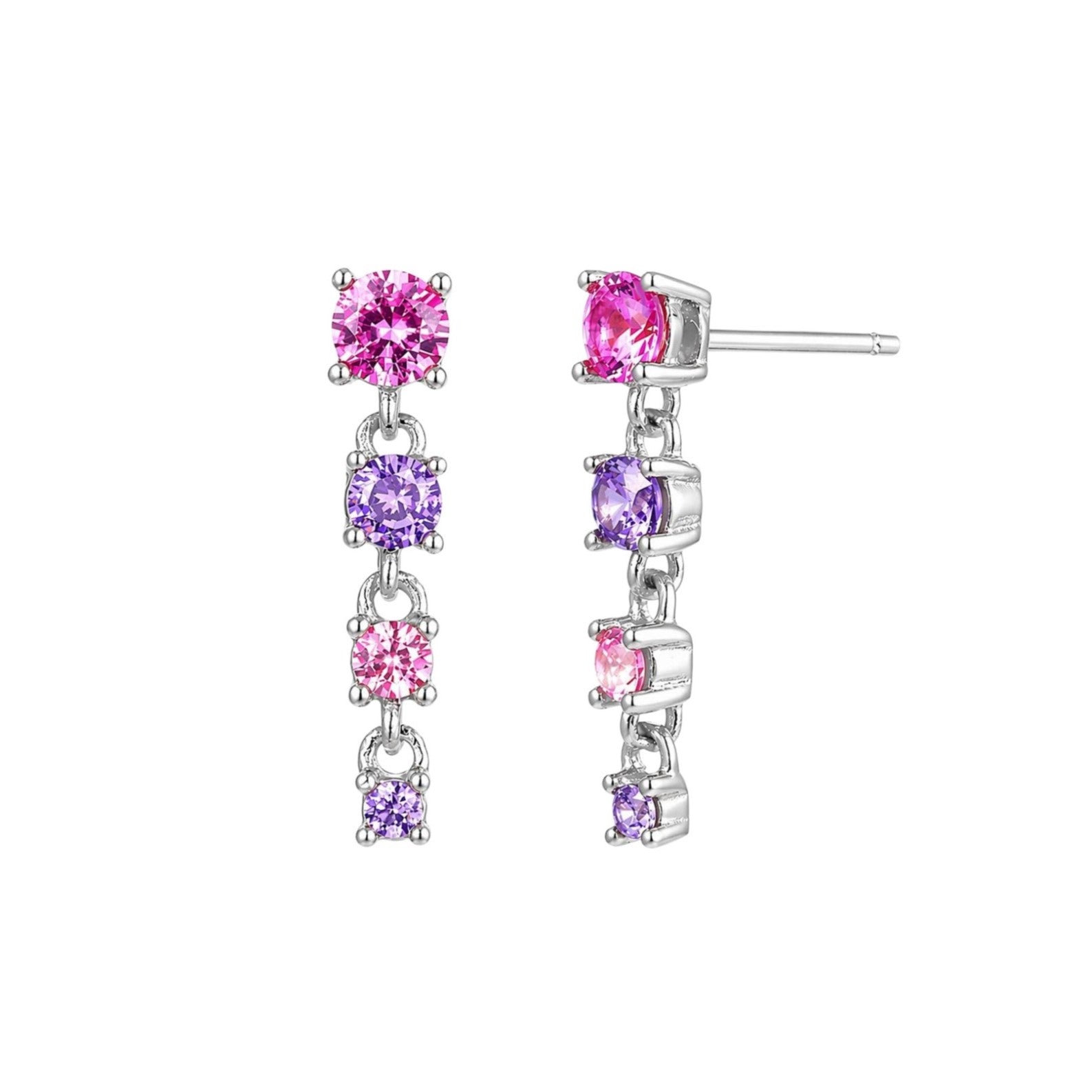 Long Multi Gemstone Drop Earrings