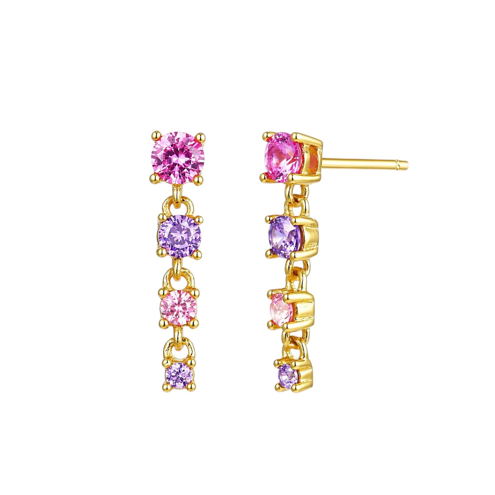 Long Multi Gemstone Drop Earrings