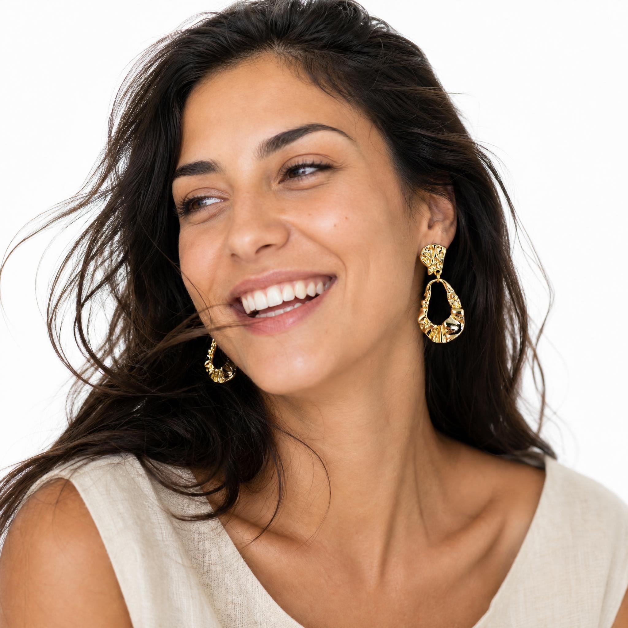 Rippled Hoop Clip On Earrings