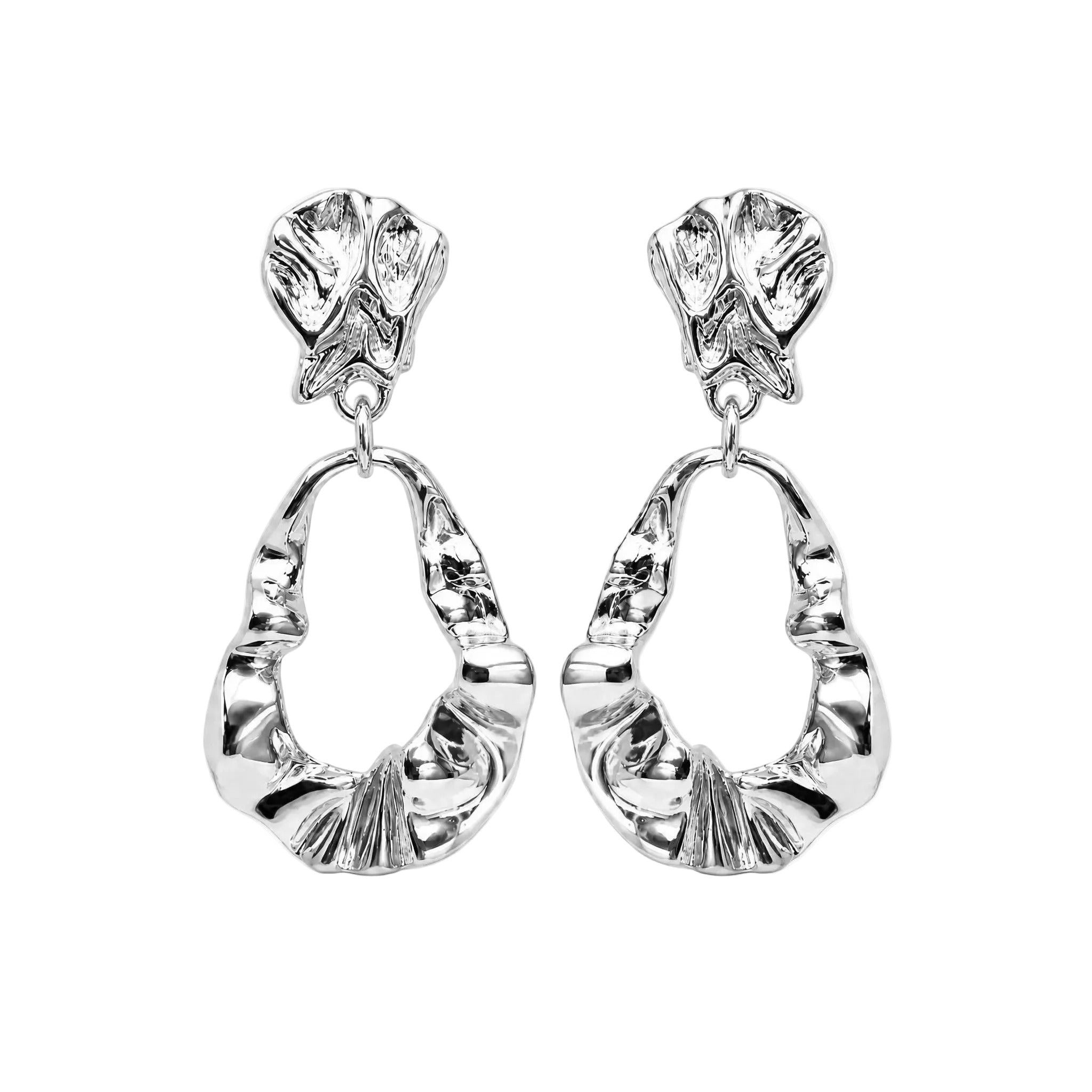 Rippled Hoop Clip On Earrings
