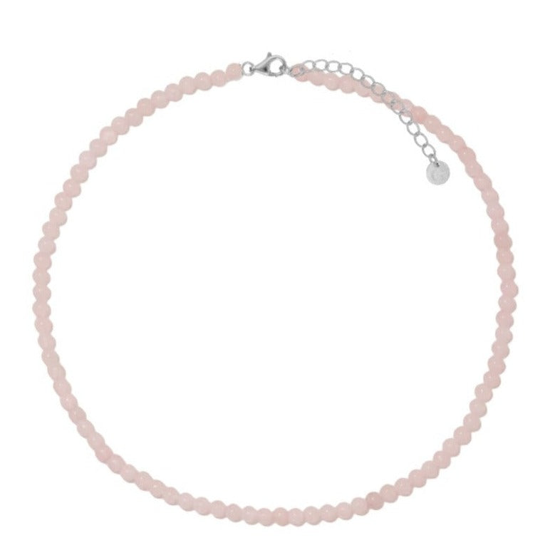 Rosenquarz-Perlen-Halskette