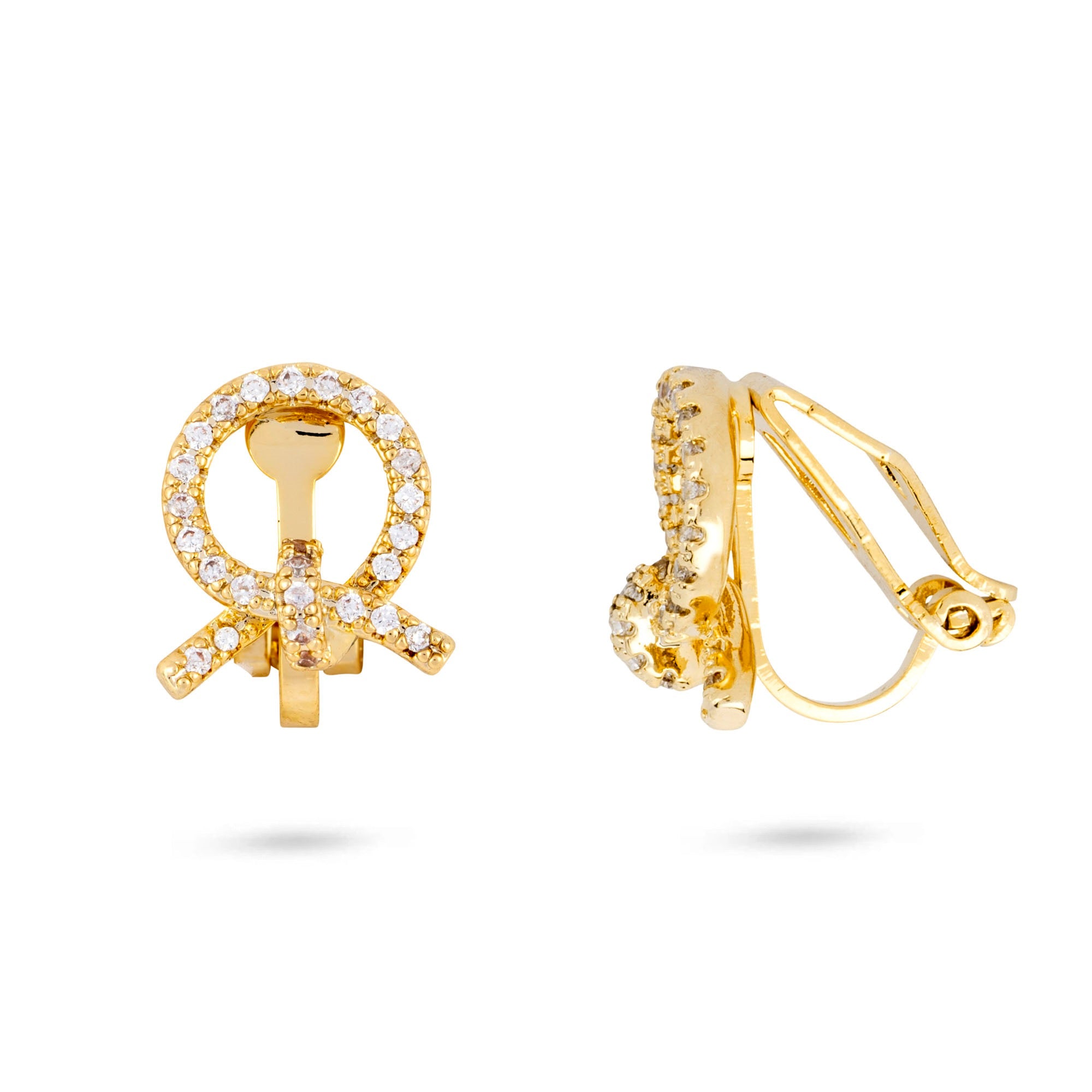 Round Bow Clip On Earrings