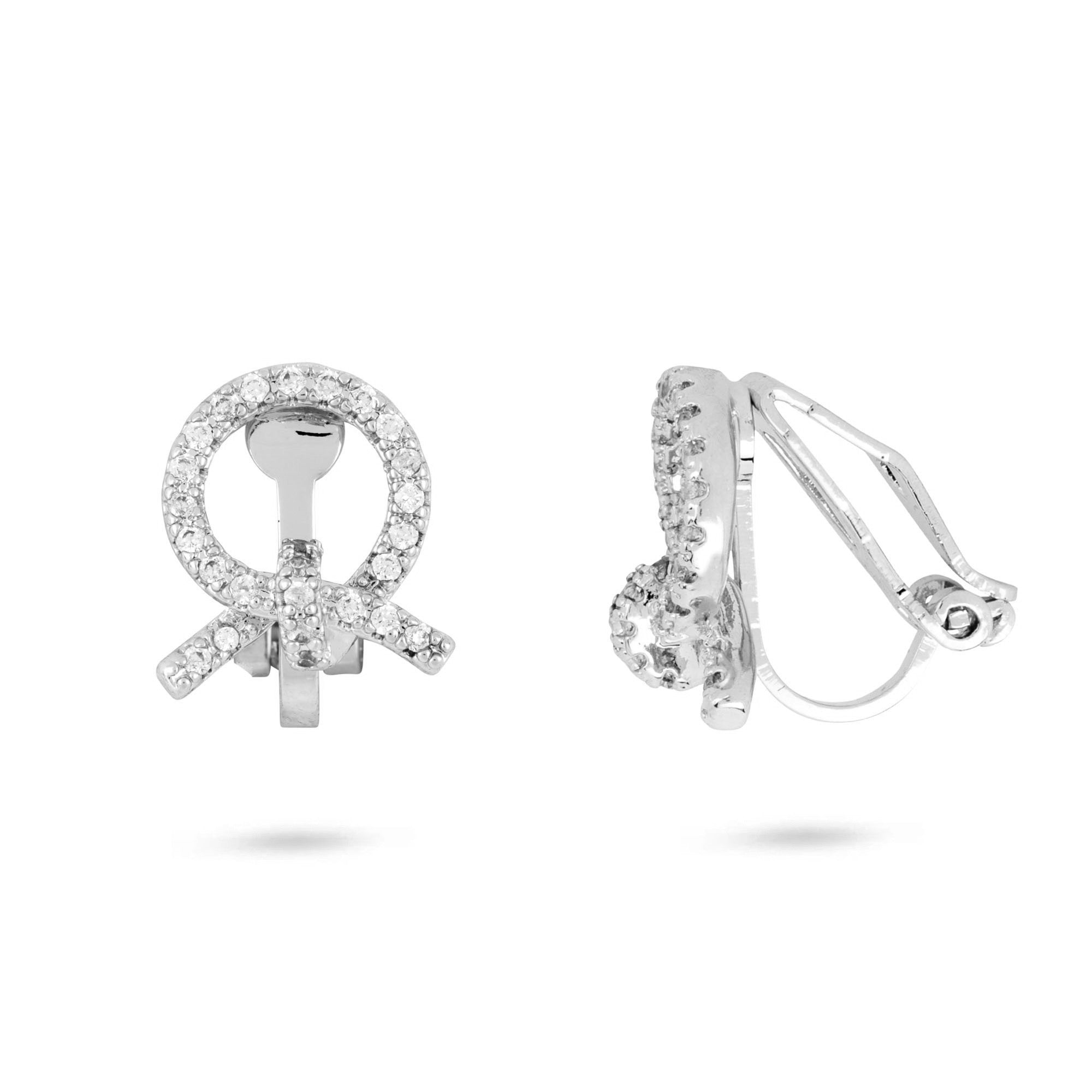 Round Bow Clip On Earrings