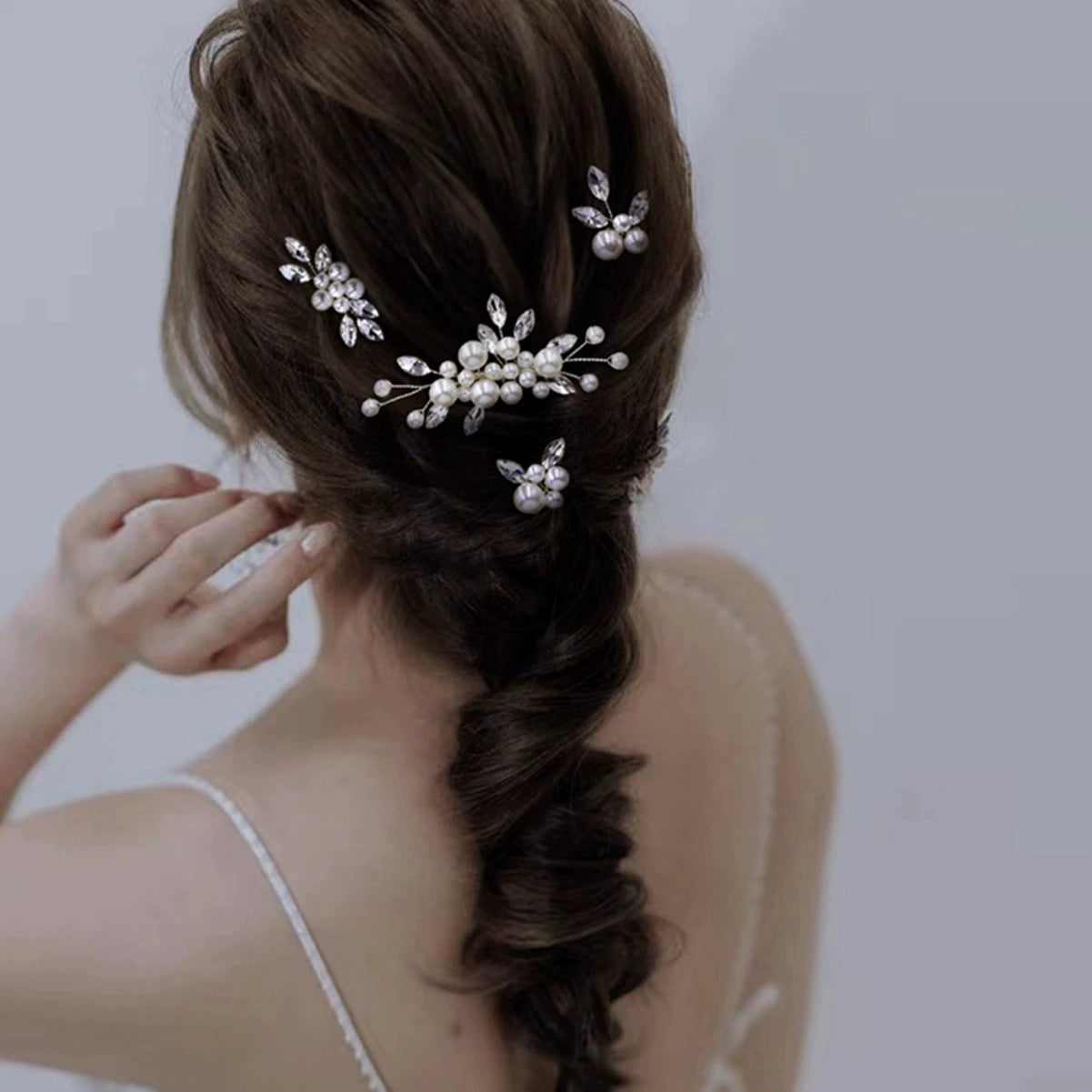 Set of 4 Crystal & Pearl Hair Pins