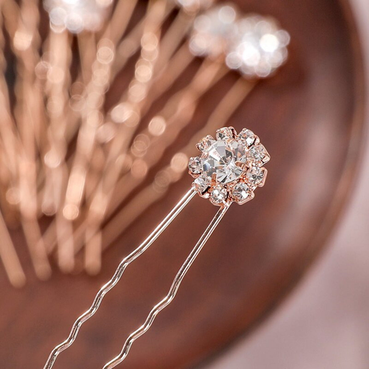 Set of 6 Crystal Flower Hair Pins