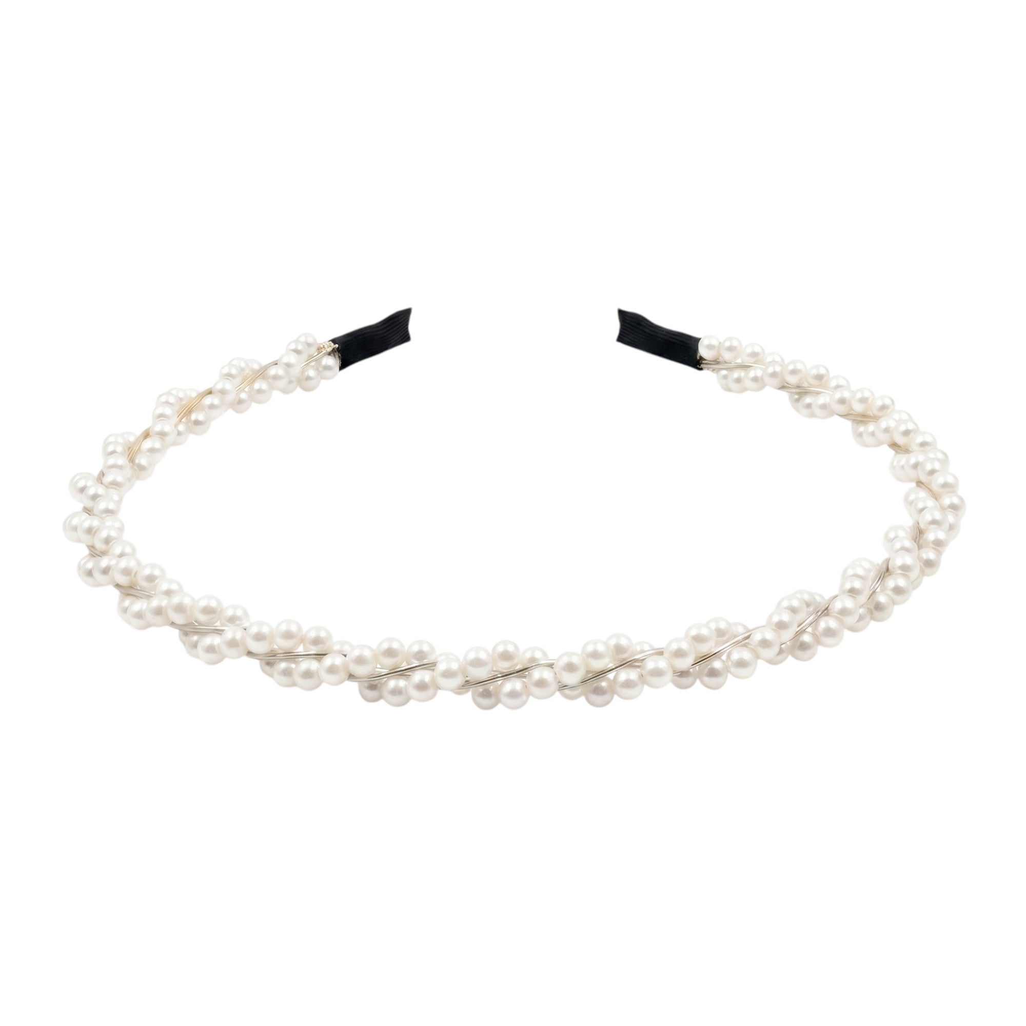Silver Pearl Weave Headband