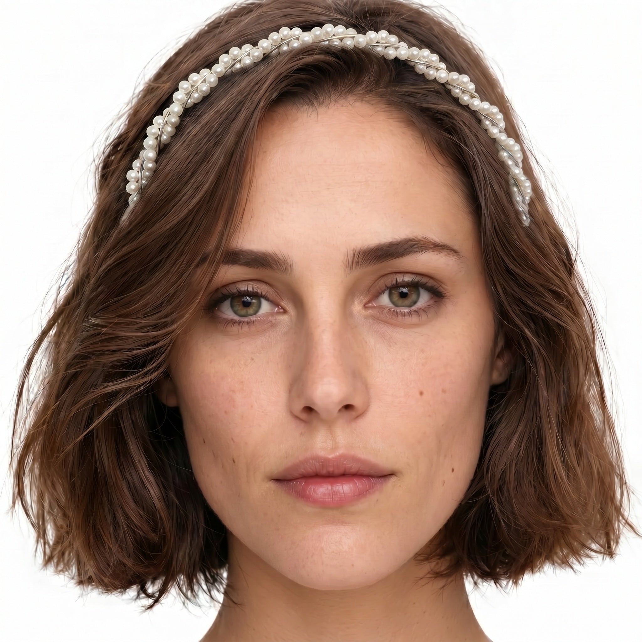Silver Pearl Weave Headband