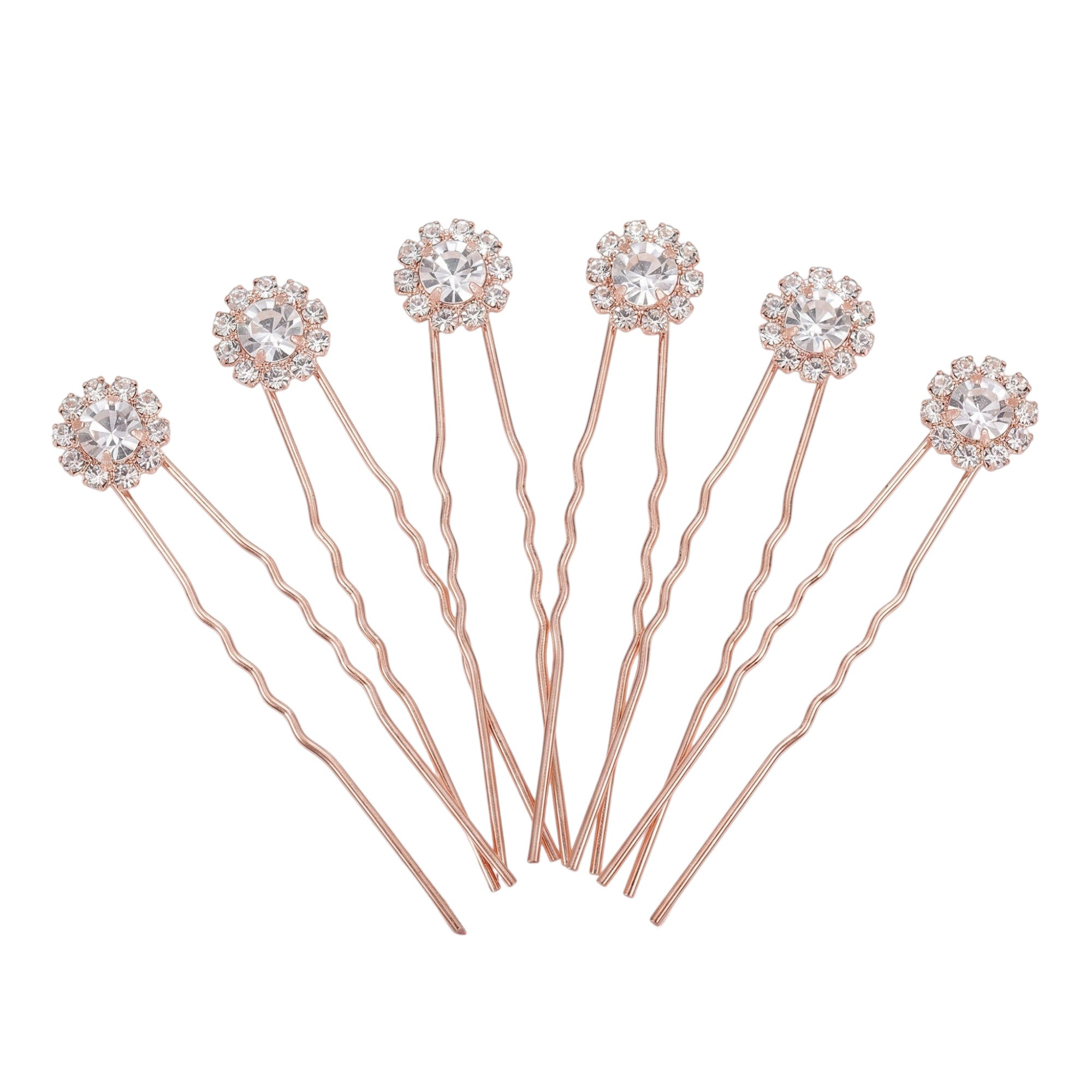 Set of 6 Crystal Flower Hair Pins