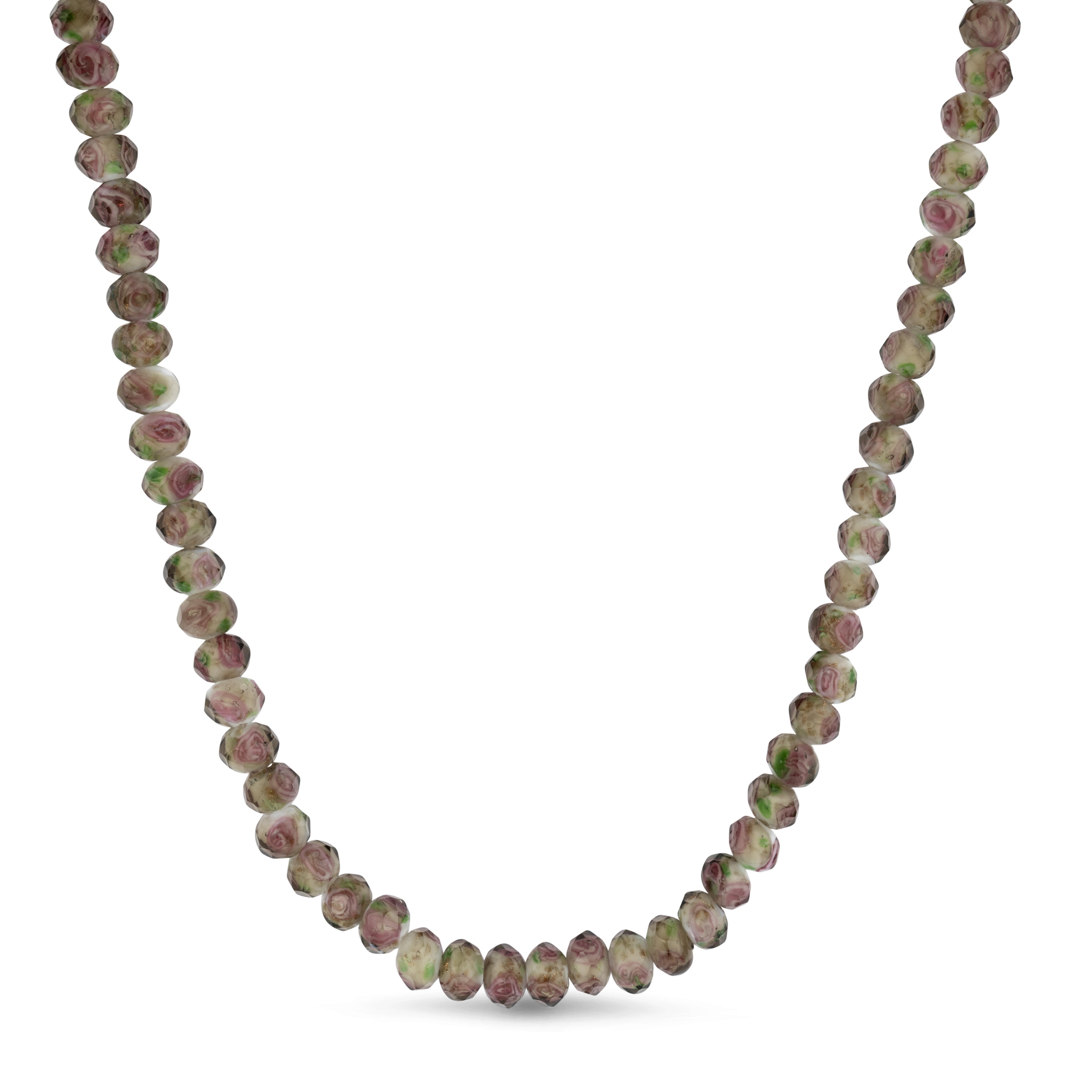 Spring Rose Glass Beaded Necklace
