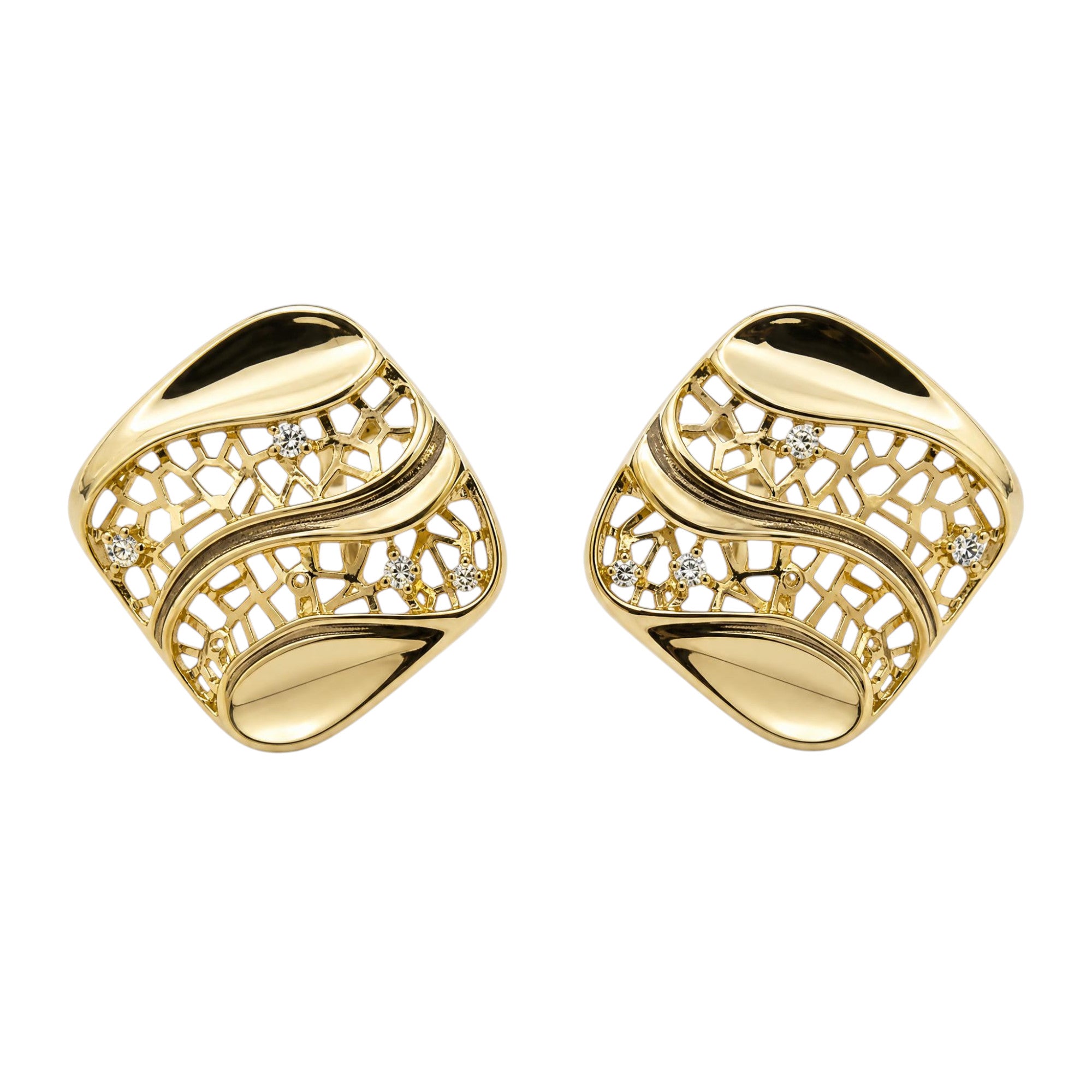 Square Wave Clip On Earrings