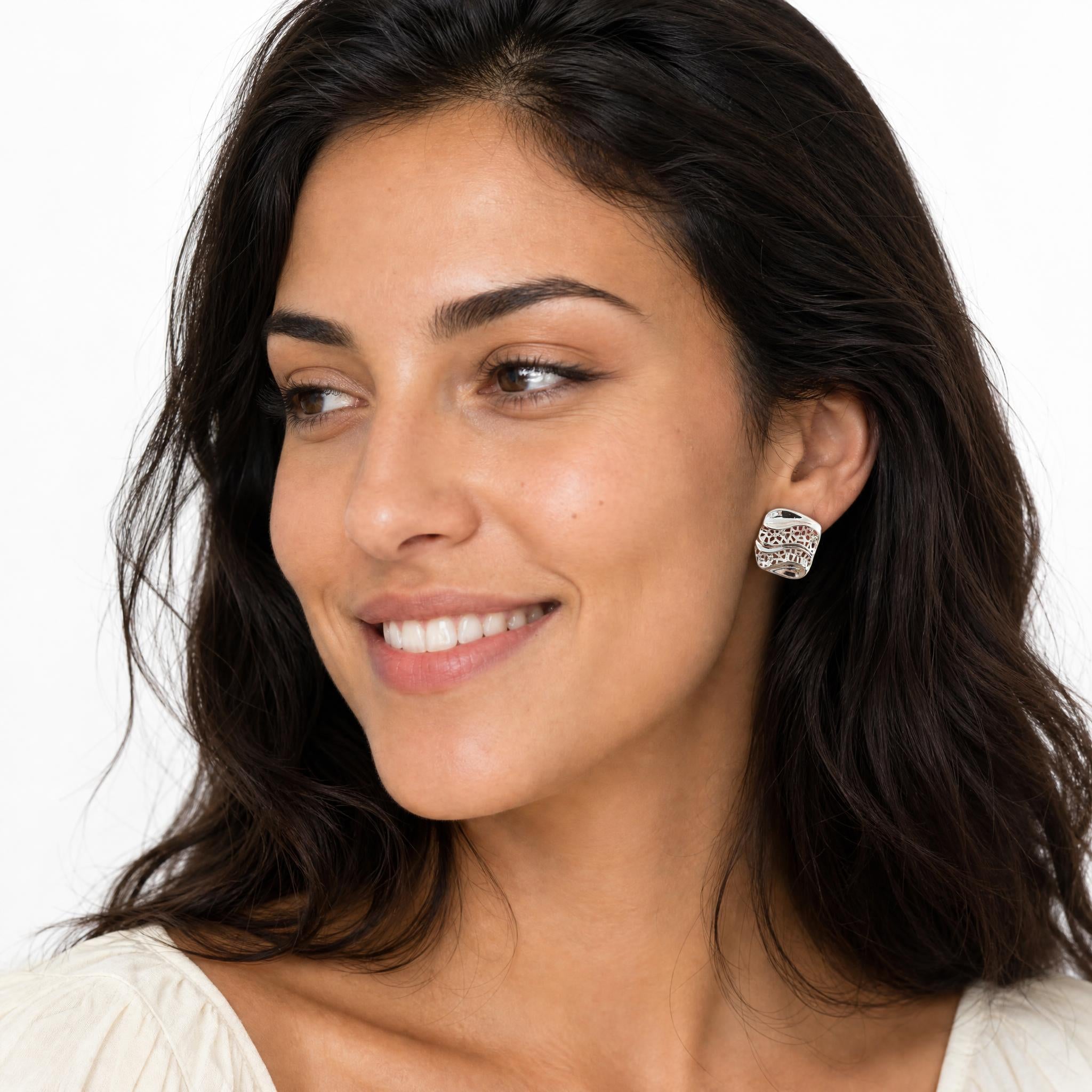 Square Wave Clip On Earrings