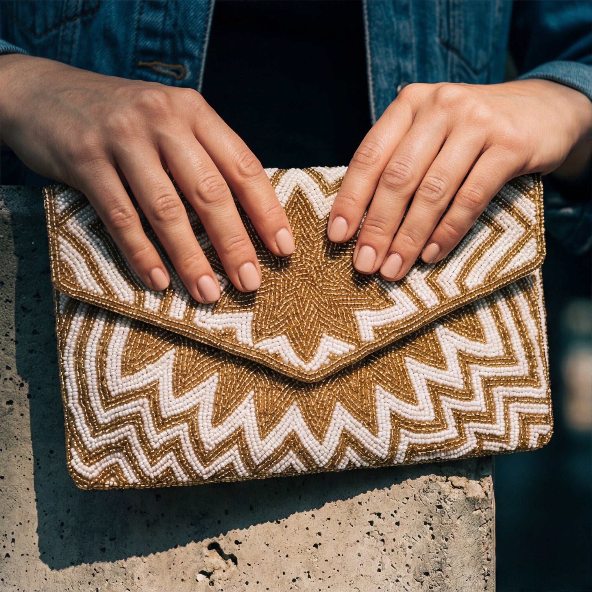Star Beaded Clutch Bag