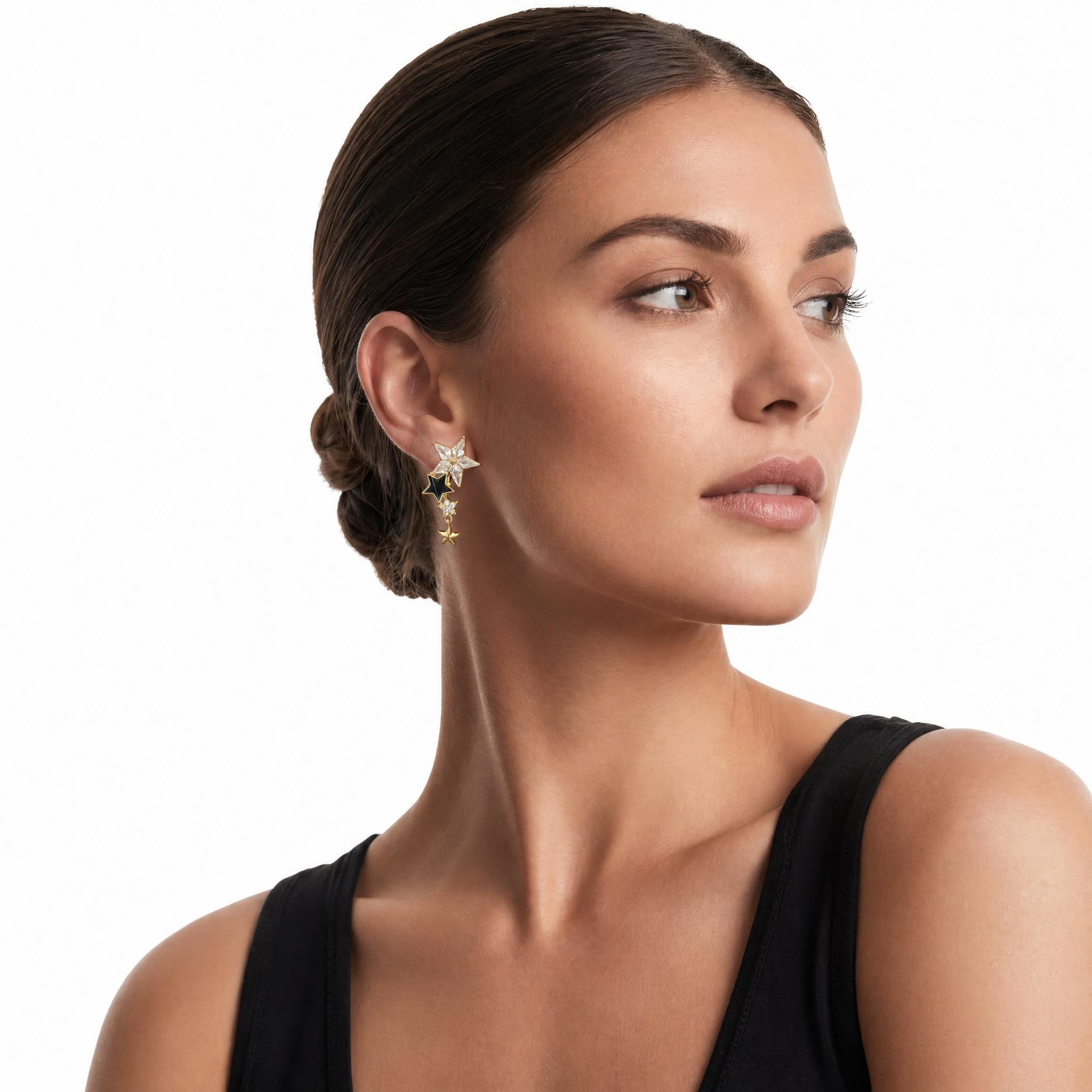 Star Asymmetric Drop Clip On Earrings