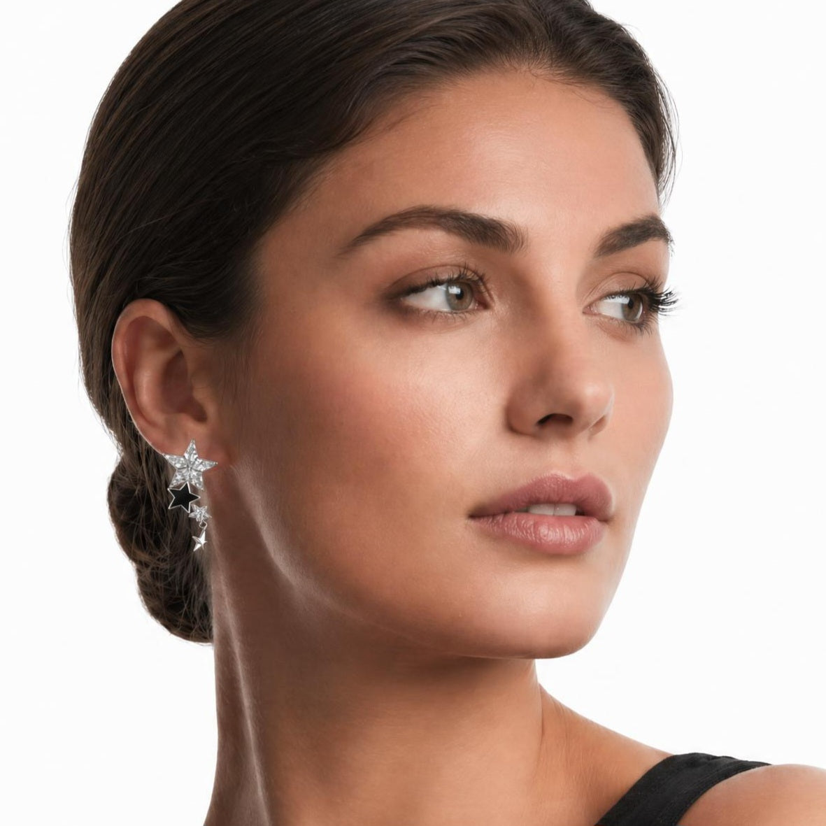 Star Asymmetric Drop Clip On Earrings