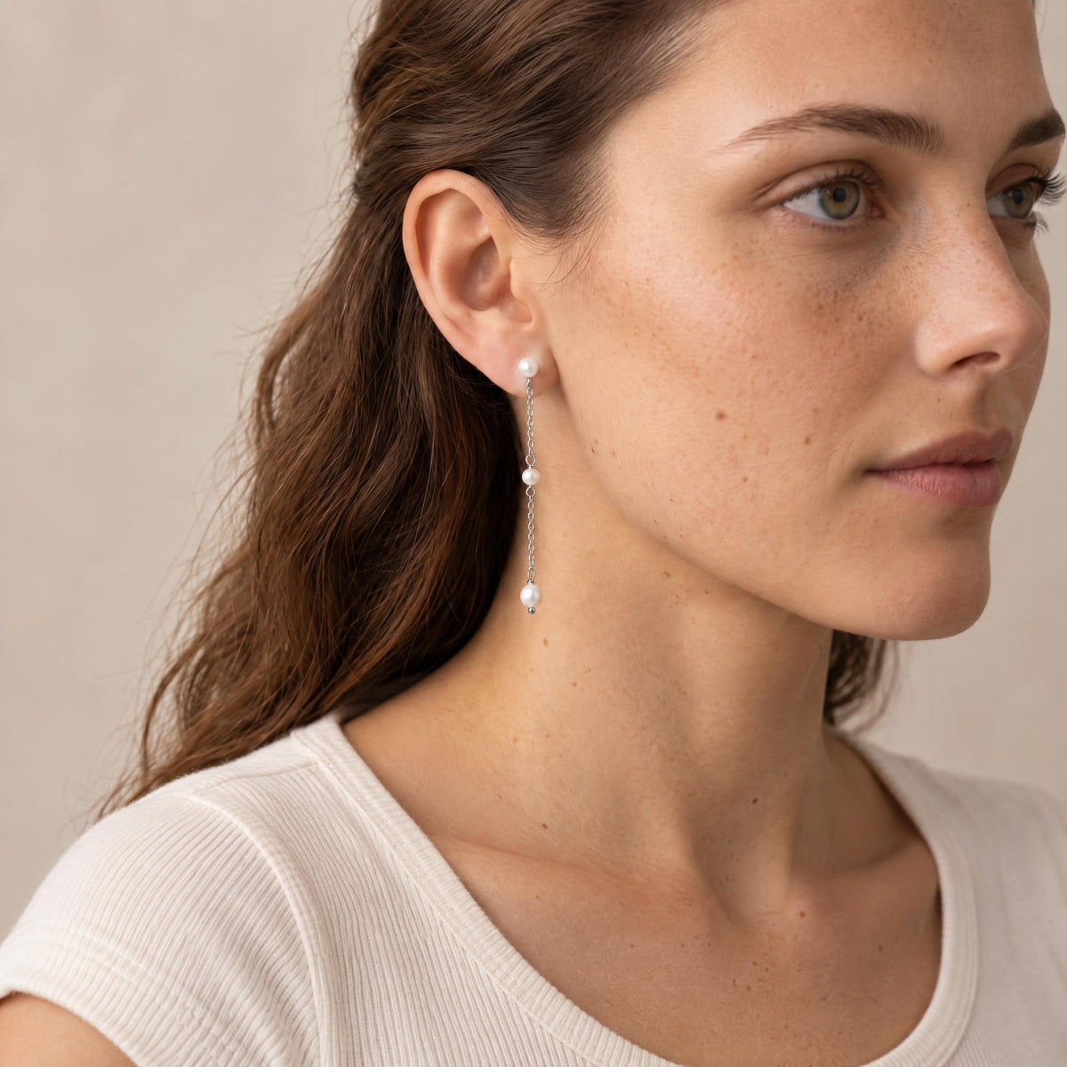 Triple Pearl Drop Earrings