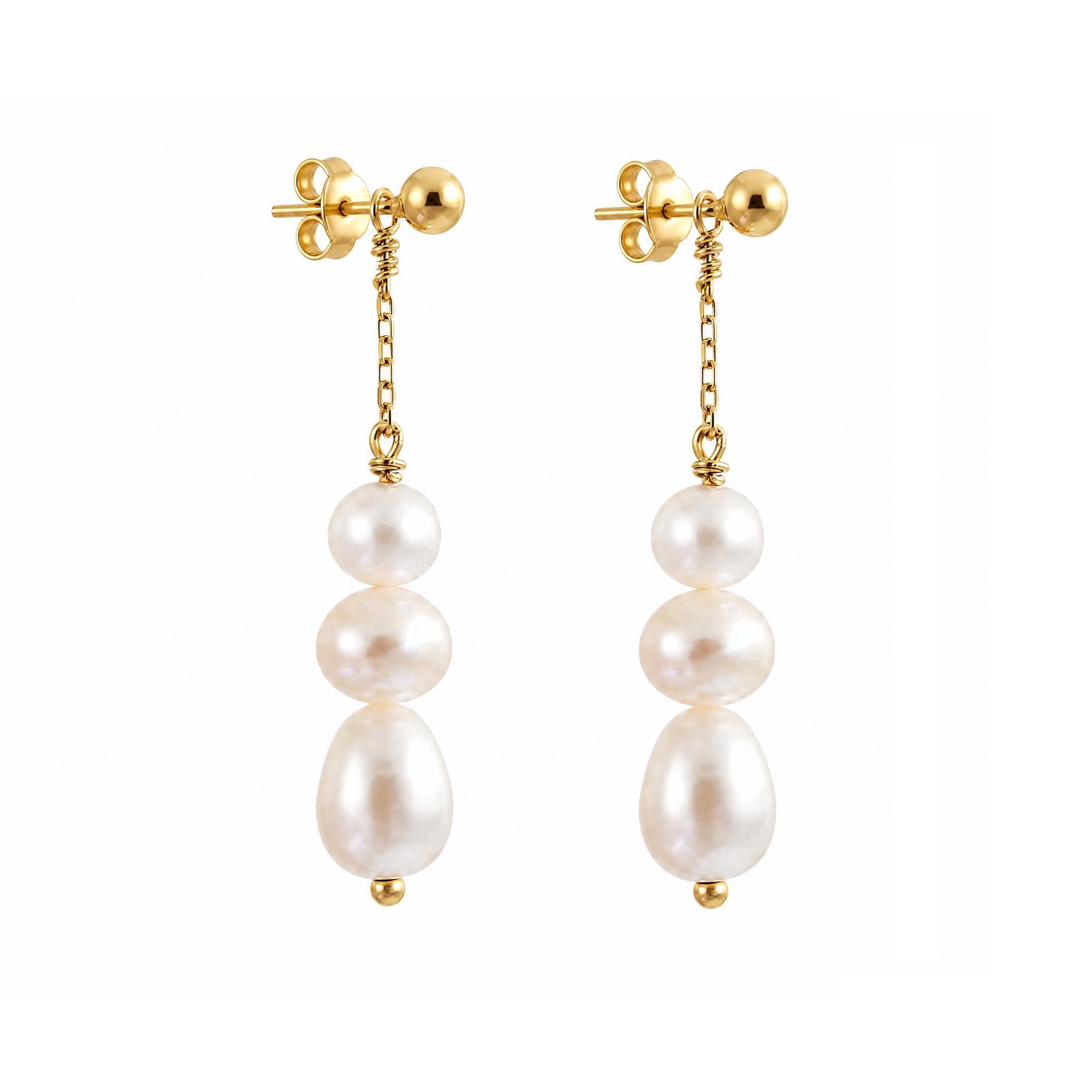 Timeless Three Pearl Drop Earrings