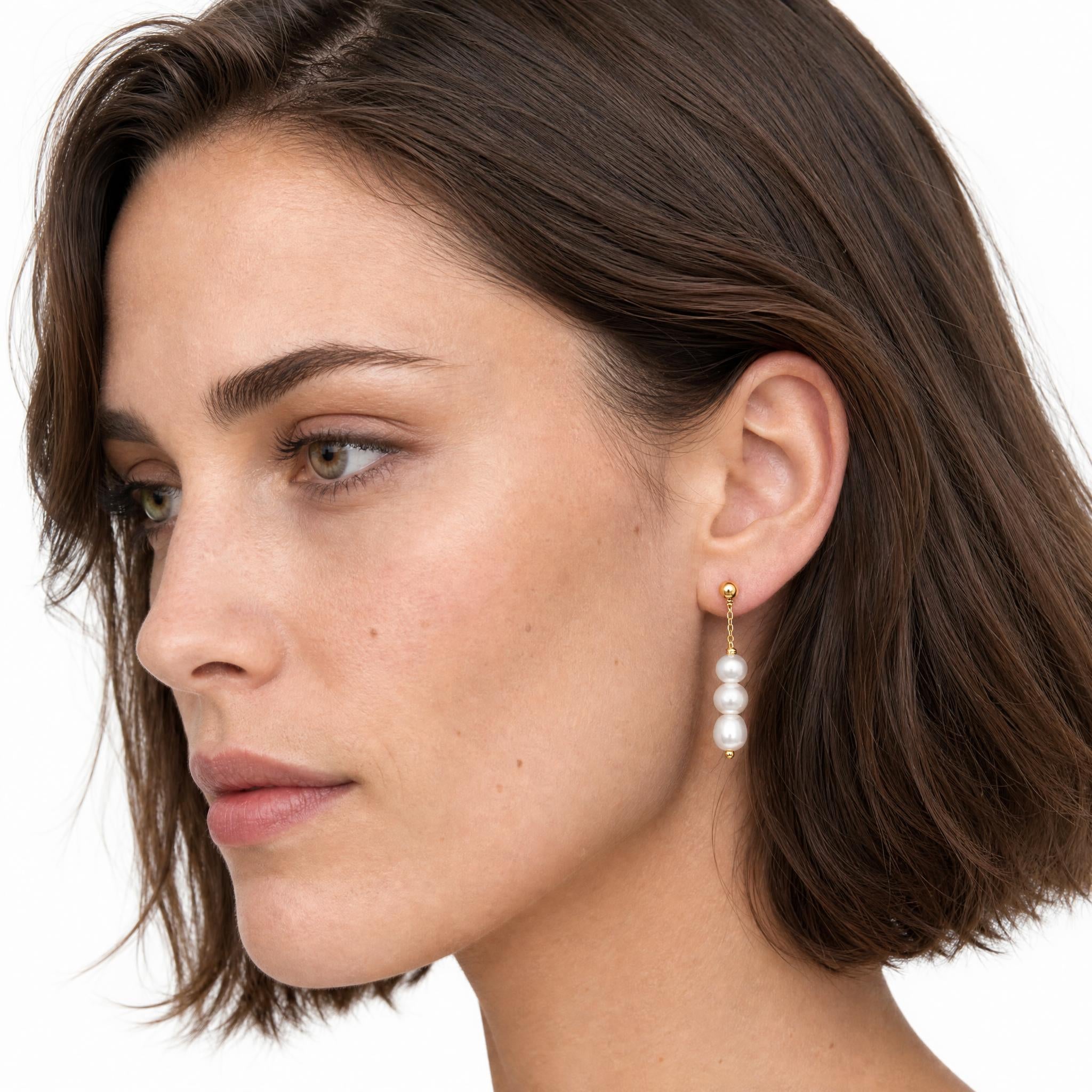 Timeless Three Pearl Drop Earrings