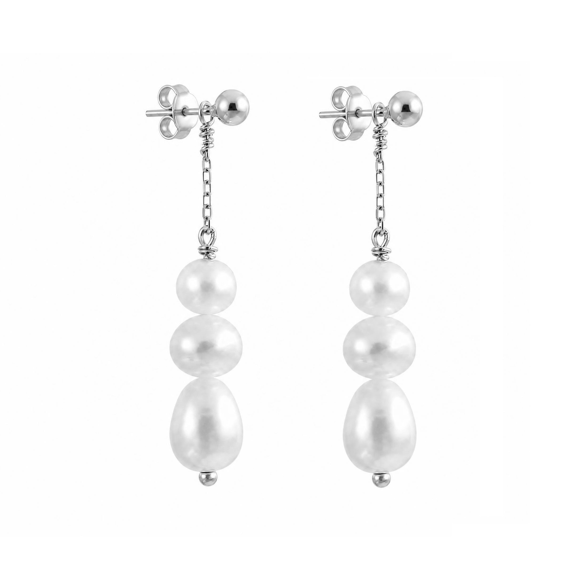 Timeless Three Pearl Drop Earrings