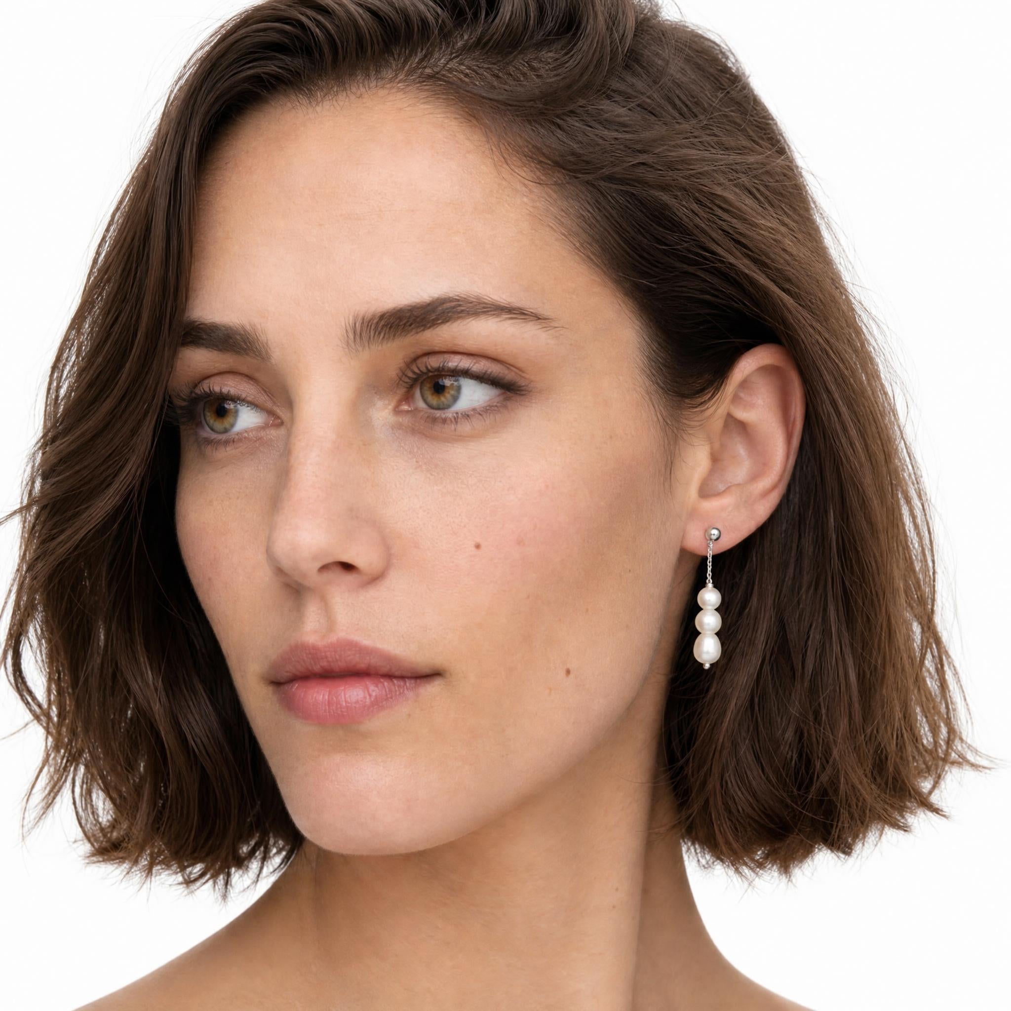 Timeless Three Pearl Drop Earrings