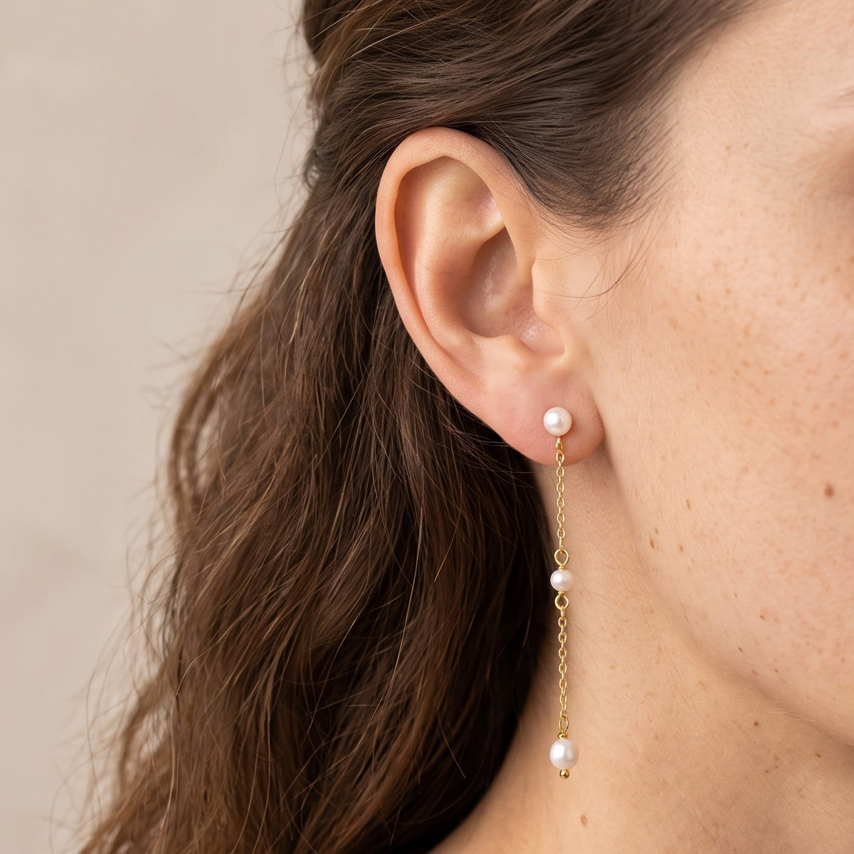 Triple Pearl Drop Earrings