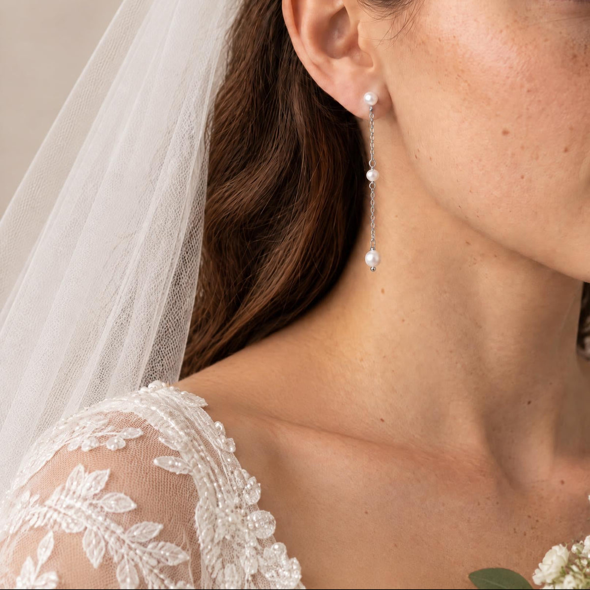 Triple Pearl Drop Earrings