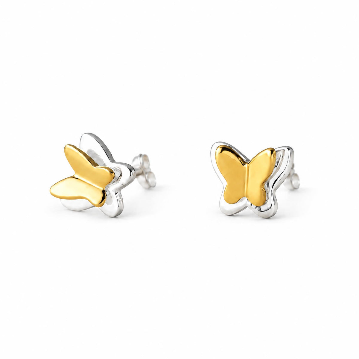 Two Tone Little Butterfly Stud Earrings