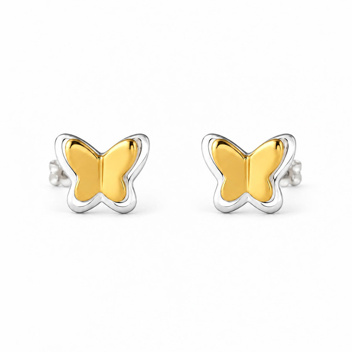 Two Tone Little Butterfly Stud Earrings