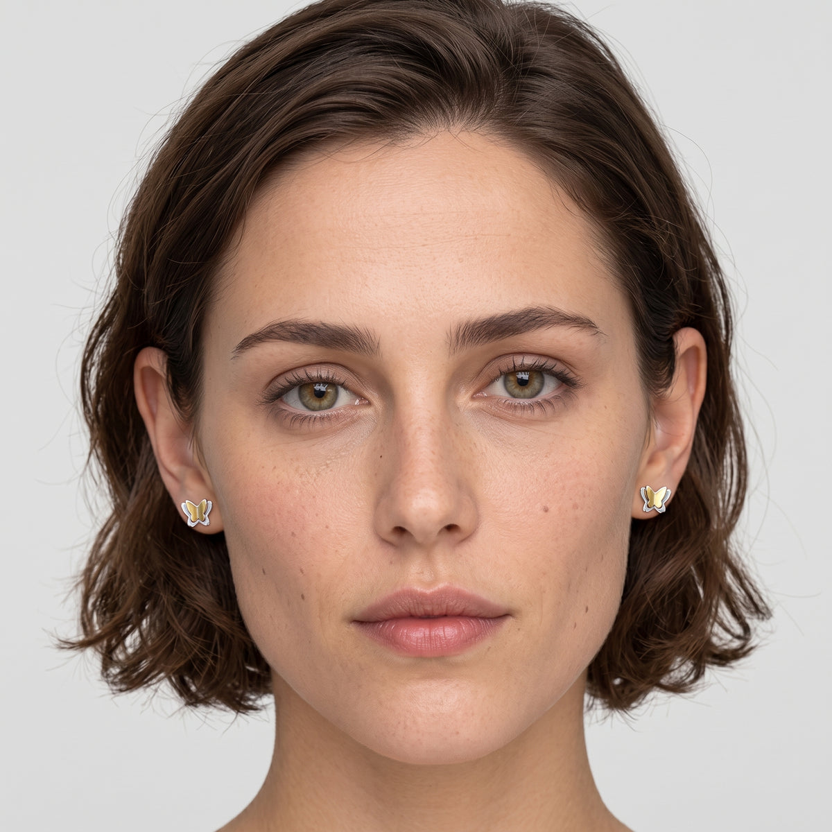 Two Tone Little Butterfly Stud Earrings