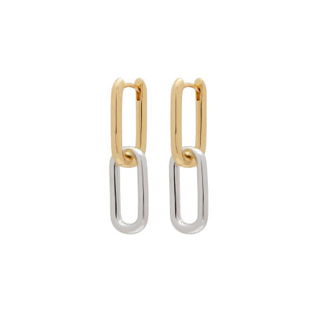 Two Tone Convertible Oval Hoop Earrings
