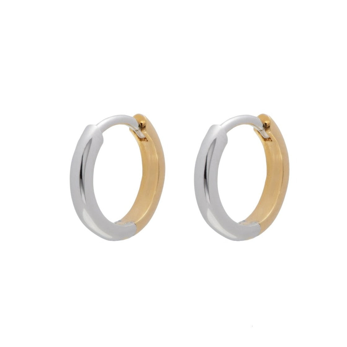 Two Tone Huggie Hoops