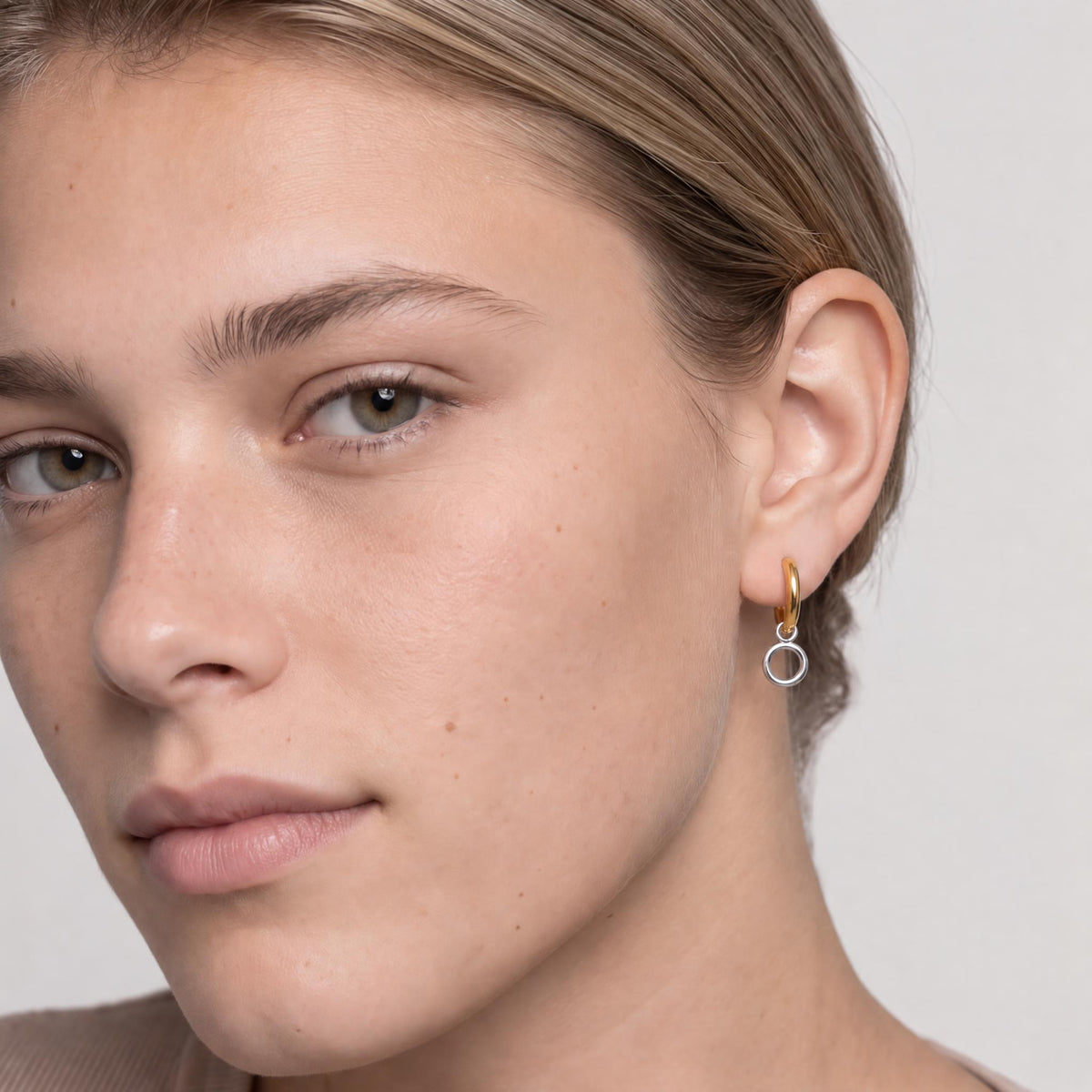 Two Tone Door Knocker Hoop Earrings