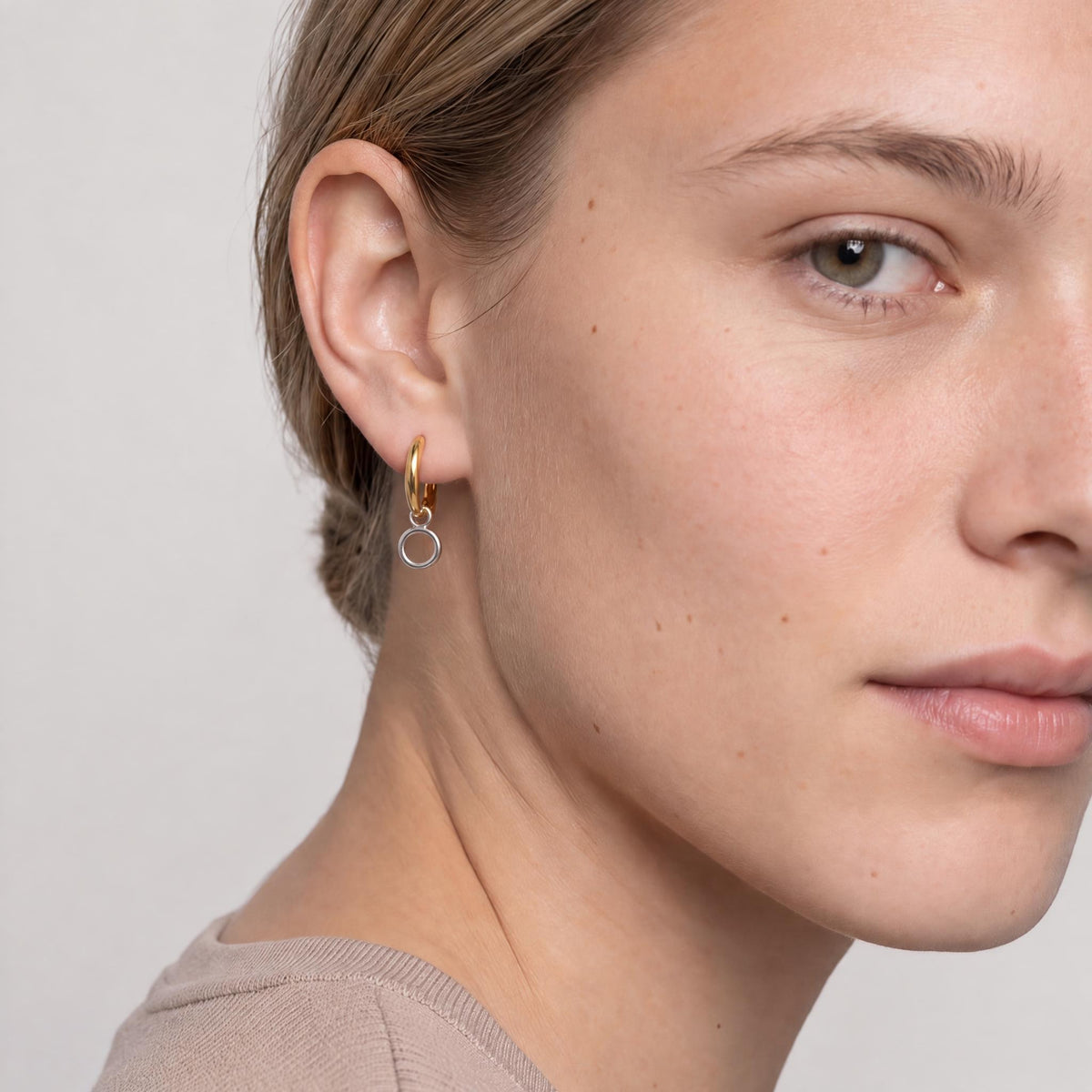 Two Tone Door Knocker Hoop Earrings