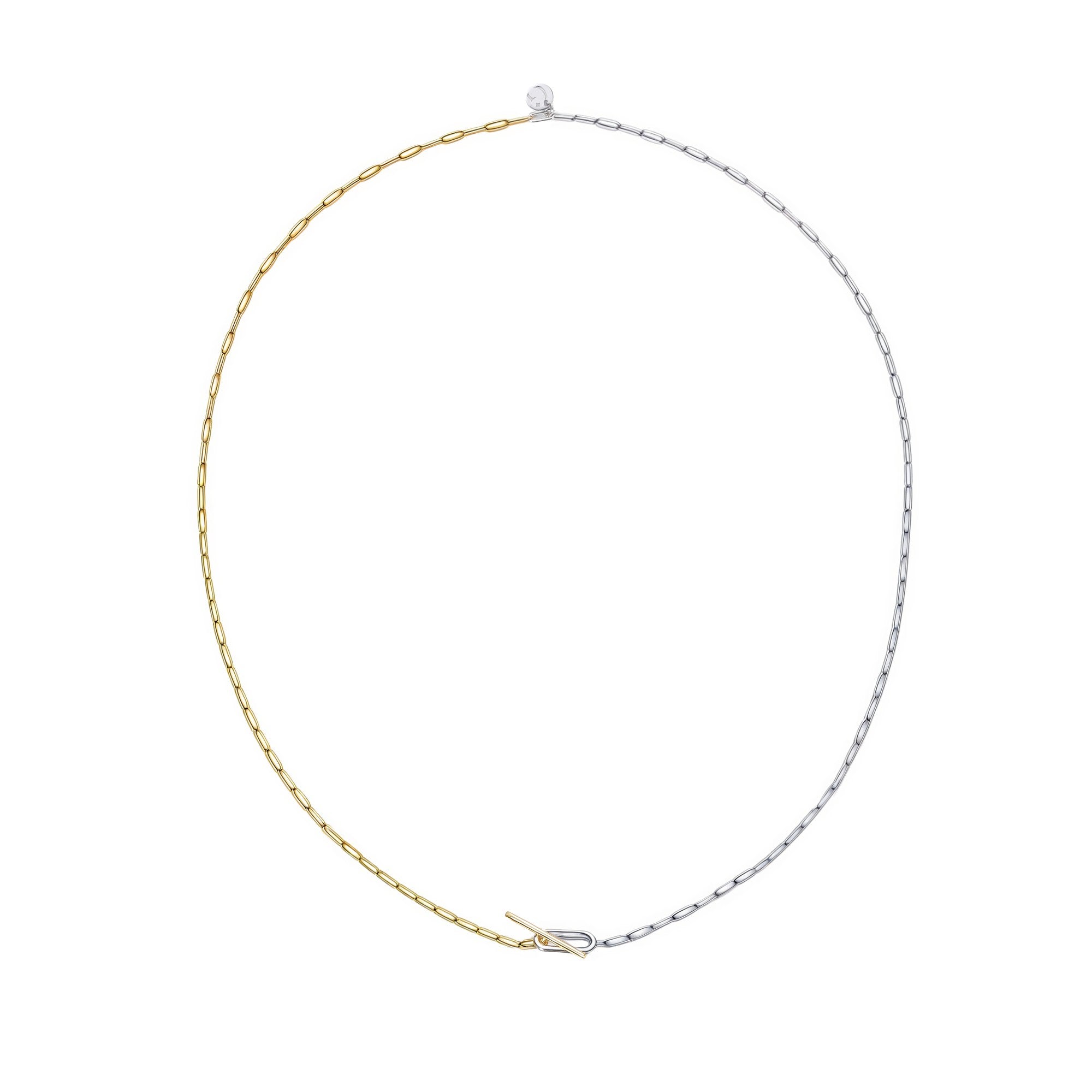 Two Tone Paperclip Toggle Necklace