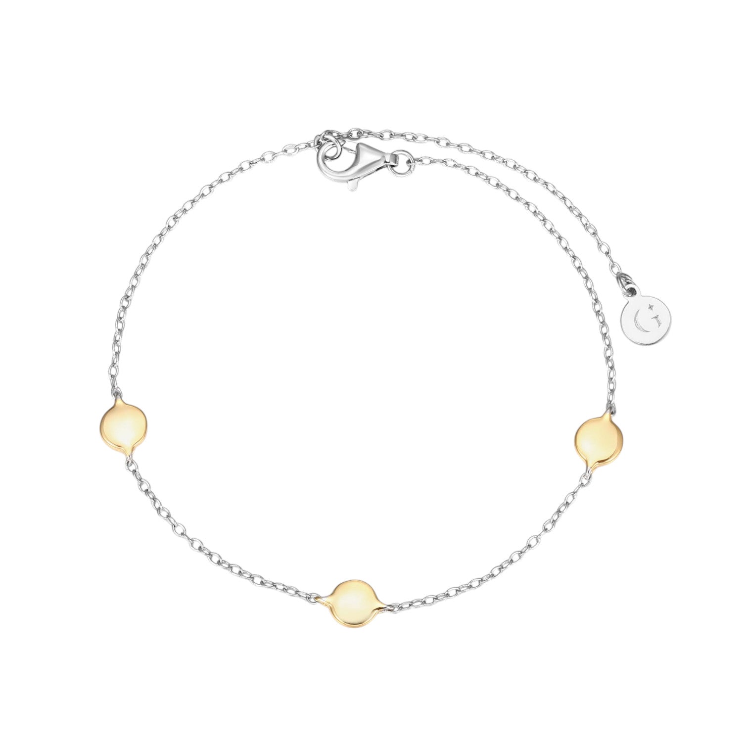 Two Tone Gold Disc Charm Bracelet