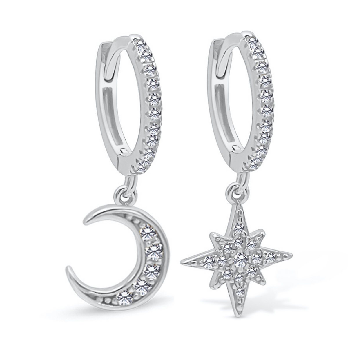 Moon & Star Huggie Hoops