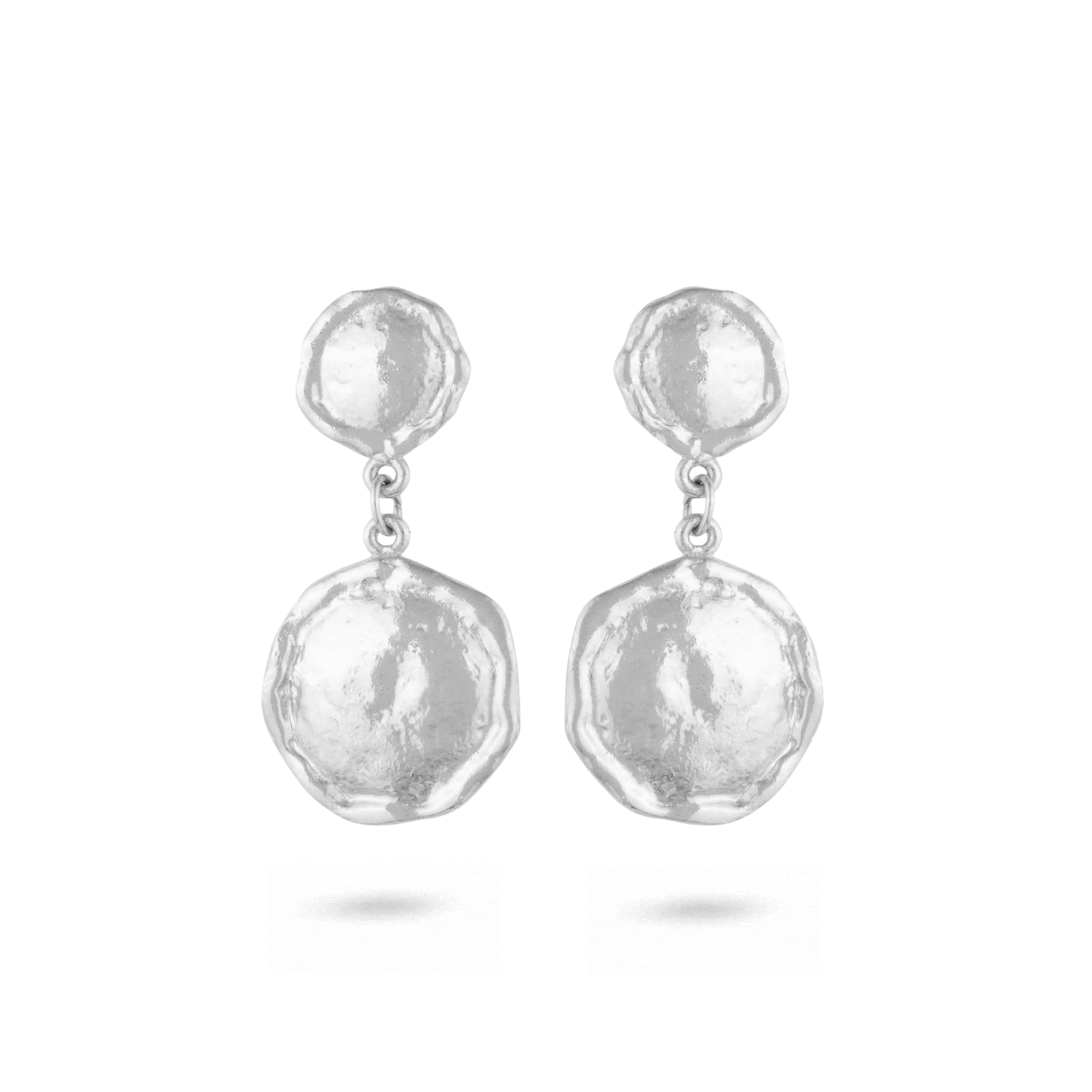 Vintage Silver Disc Drop Earrings