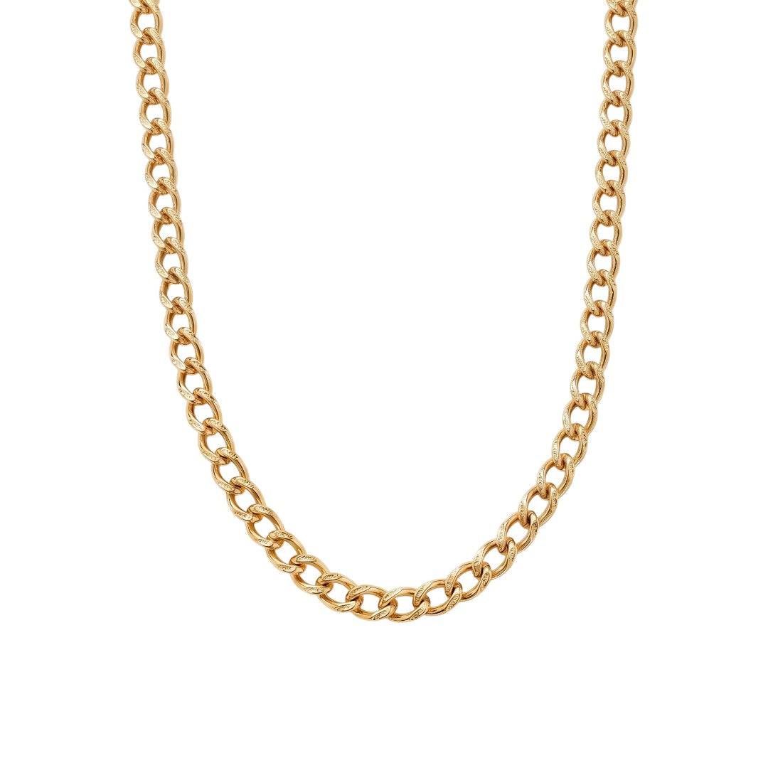 Vintage Textured Long Curb Chain