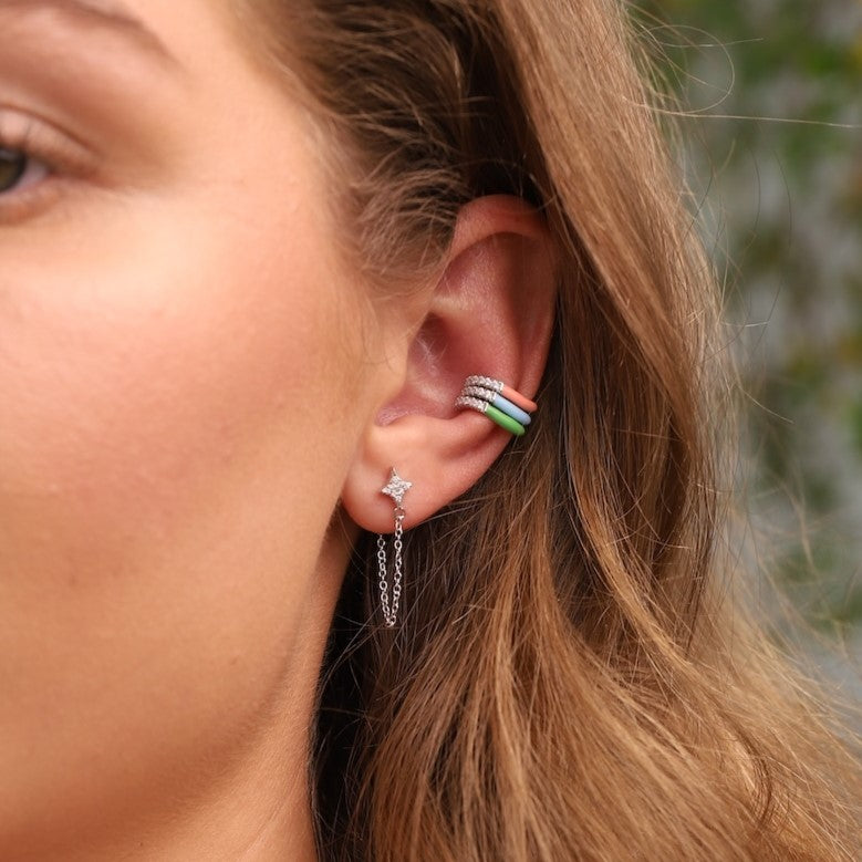 Rainbow Wave Enamel Ear Cuff Set