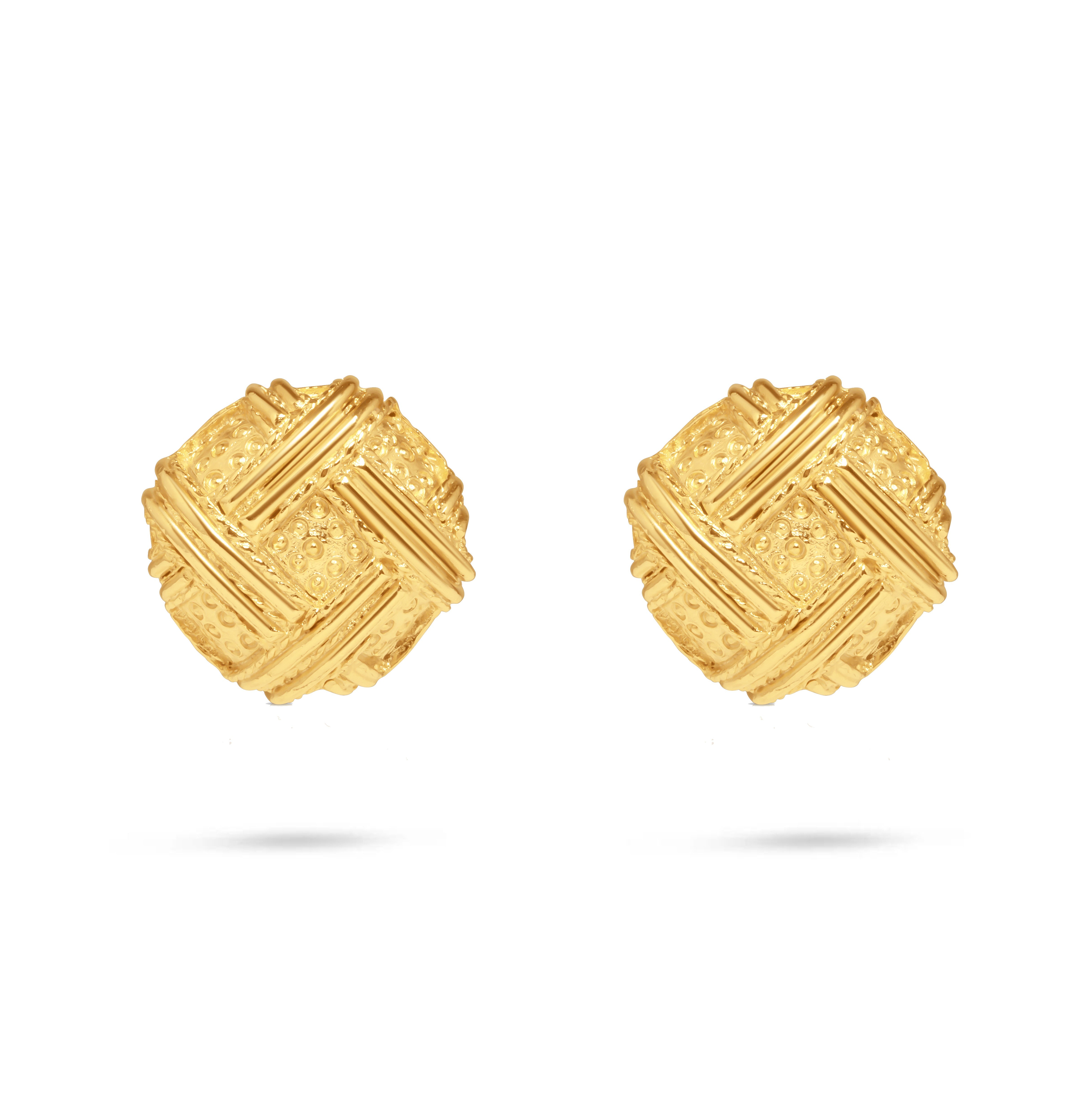 Vintage Gold Woven Clip-On Earrings