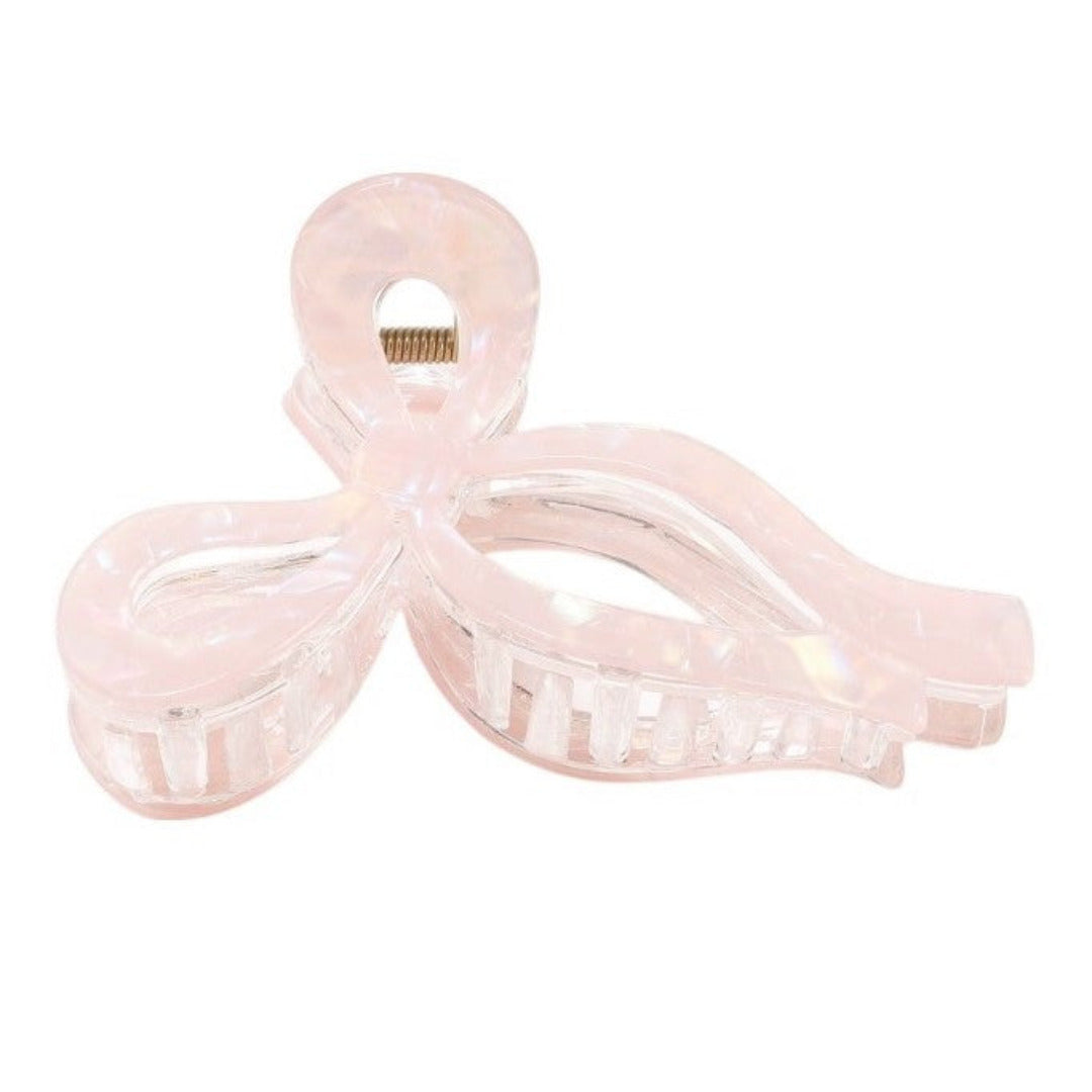 Pearlescent Blush Bow Claw Clip