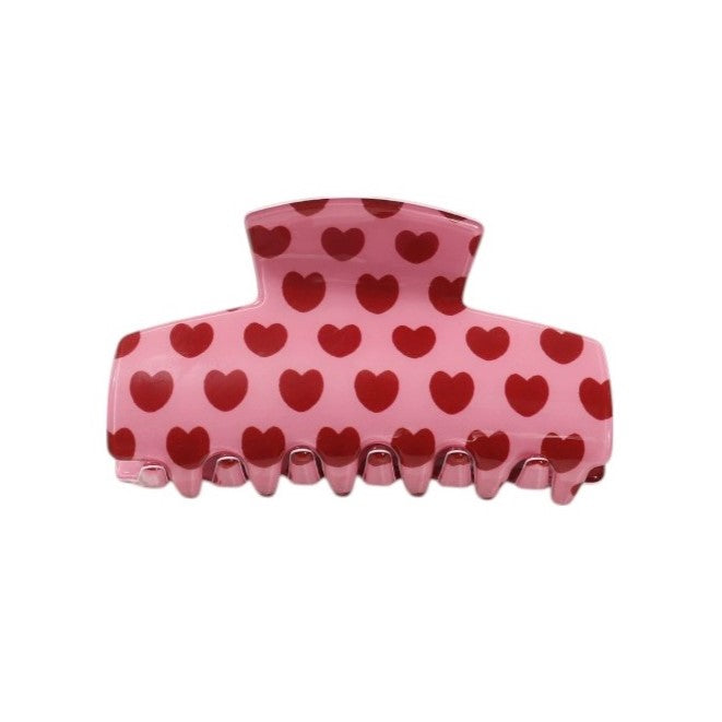 Pink & Red Heart Claw Clip