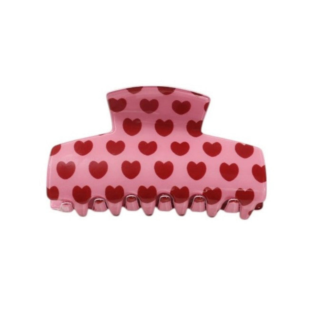 Pink & Red Heart Claw Clip