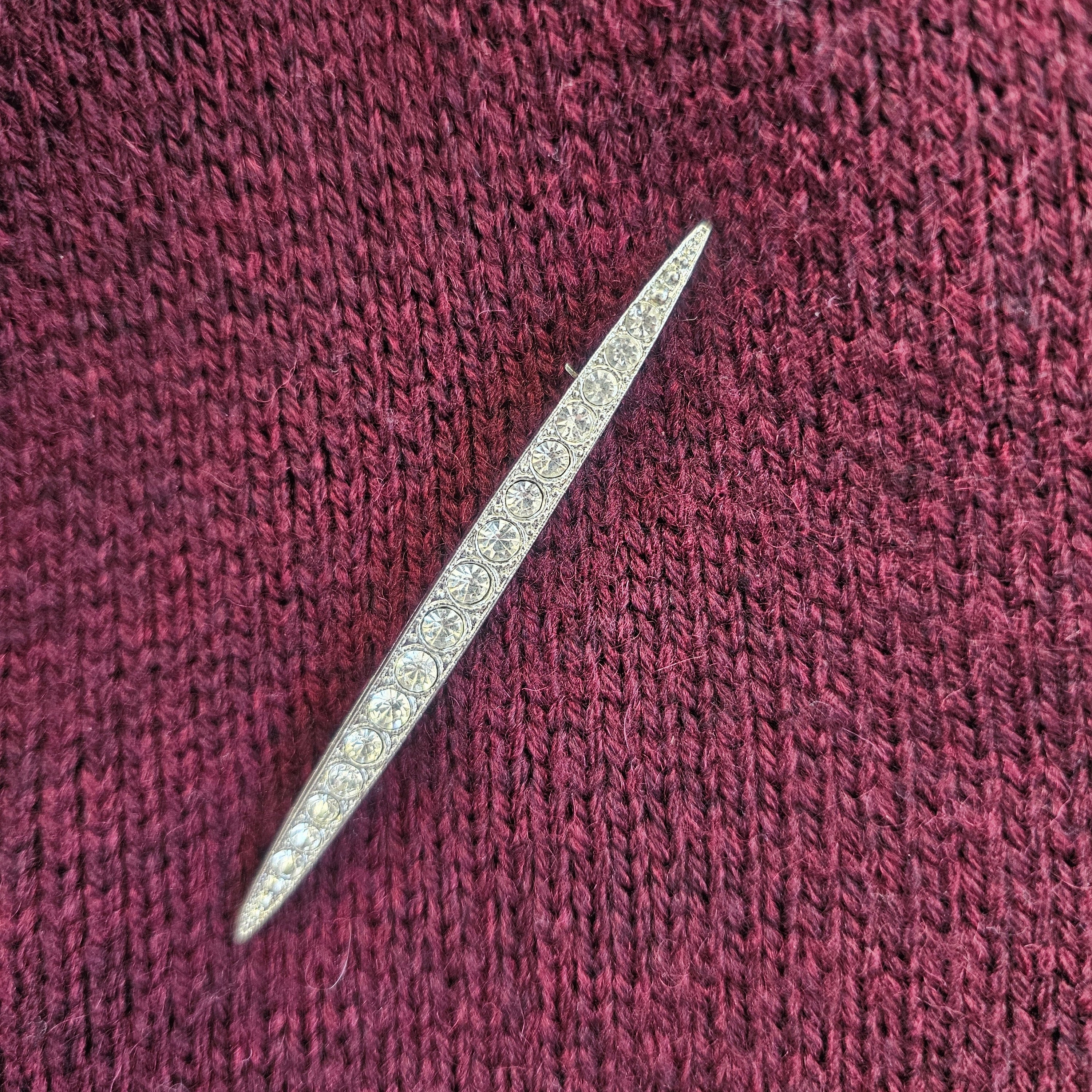 Vintage Silver Embellished Bar Brooch