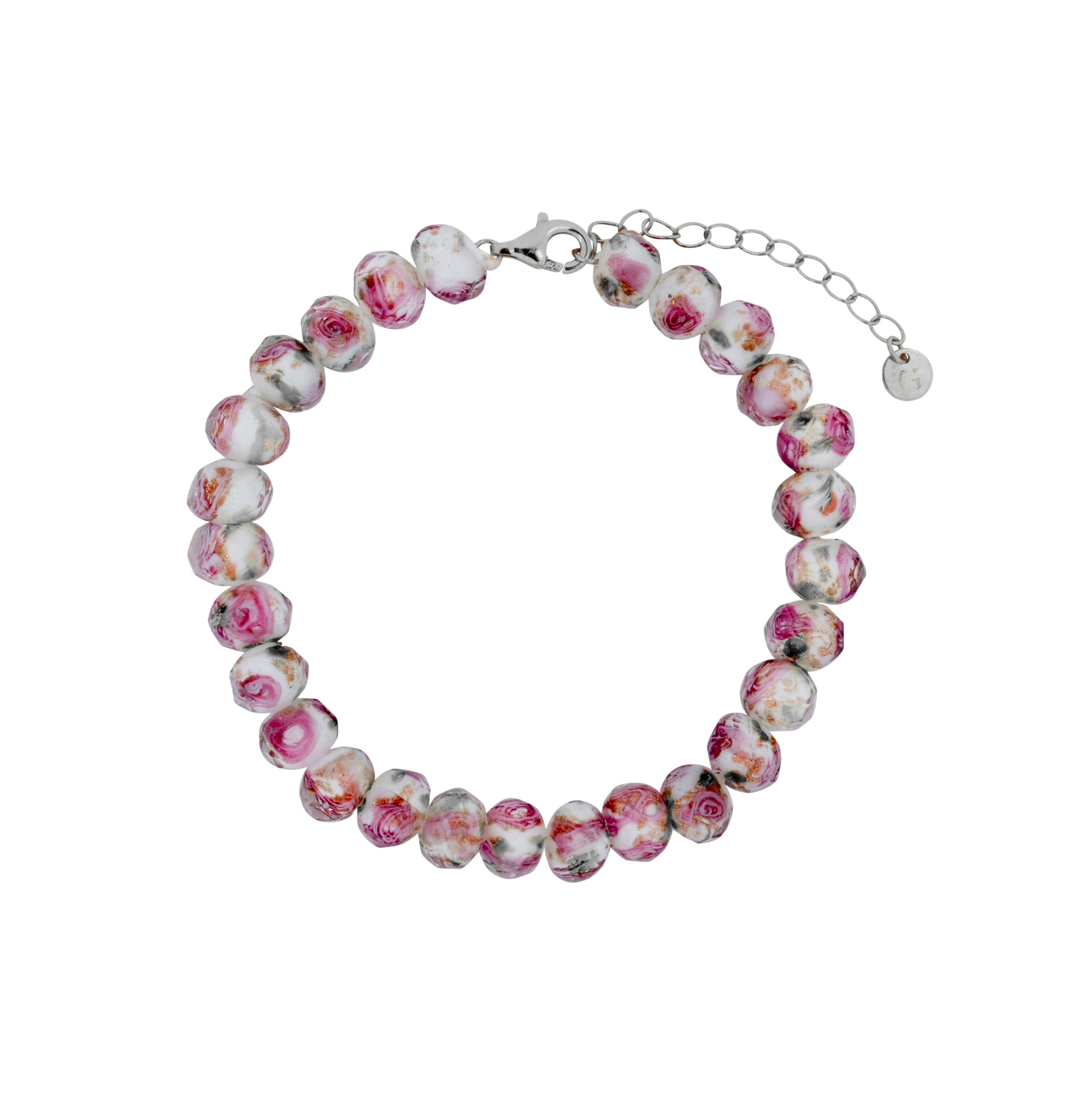 Summer Rose Glass Beaded Bracelet