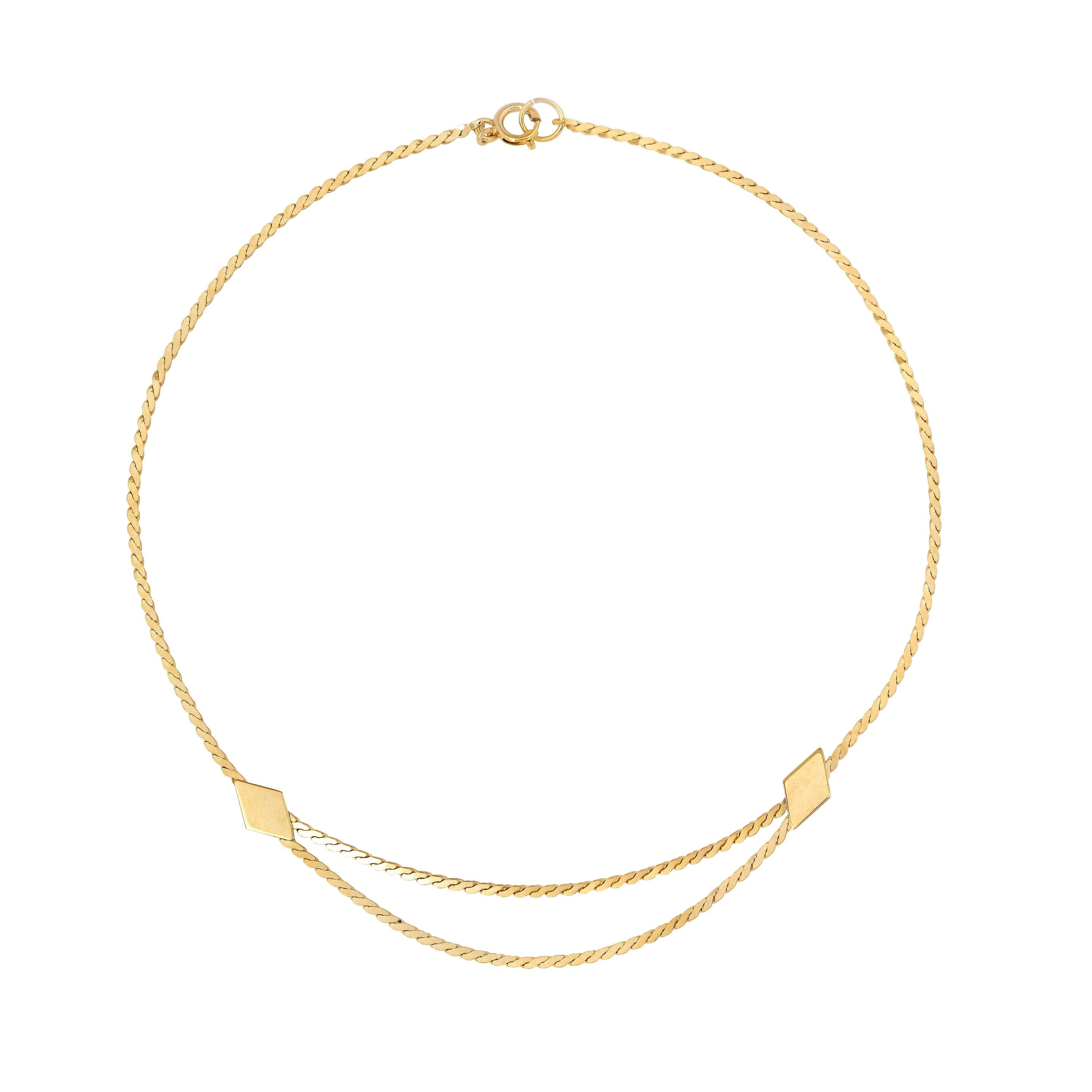 Vintage Double Diamond Collar Necklace