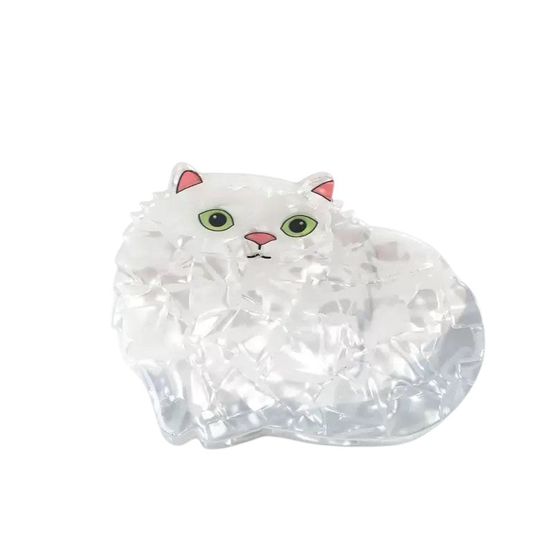 White Cat Claw Clip
