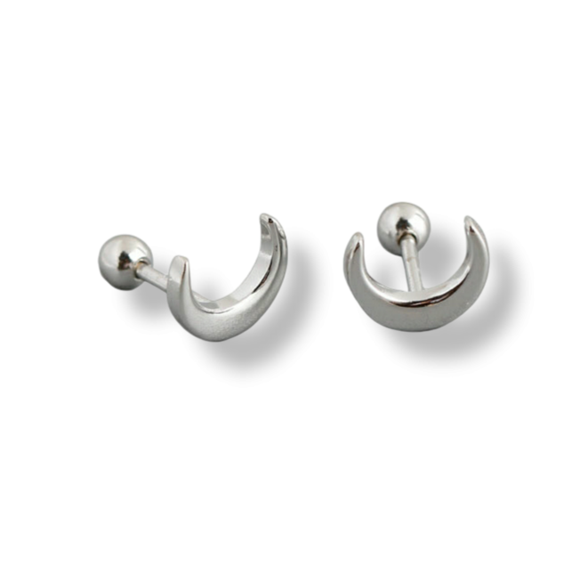 Crescent Moon Barbell Earrings